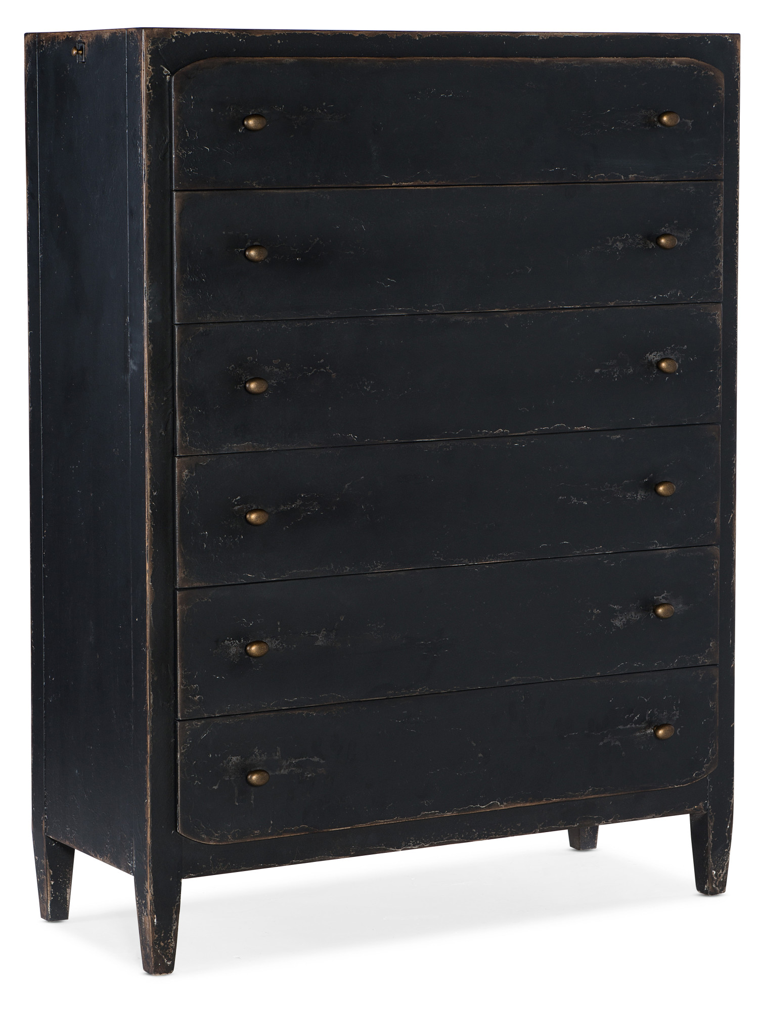 Photos - Dresser / Chests of Drawers CIAO Hooker Furniture 5805-90010 Bella 45" Wide 6 Drawer European Farmhouse Tower Dresser Distressed Black Indoor Furniture