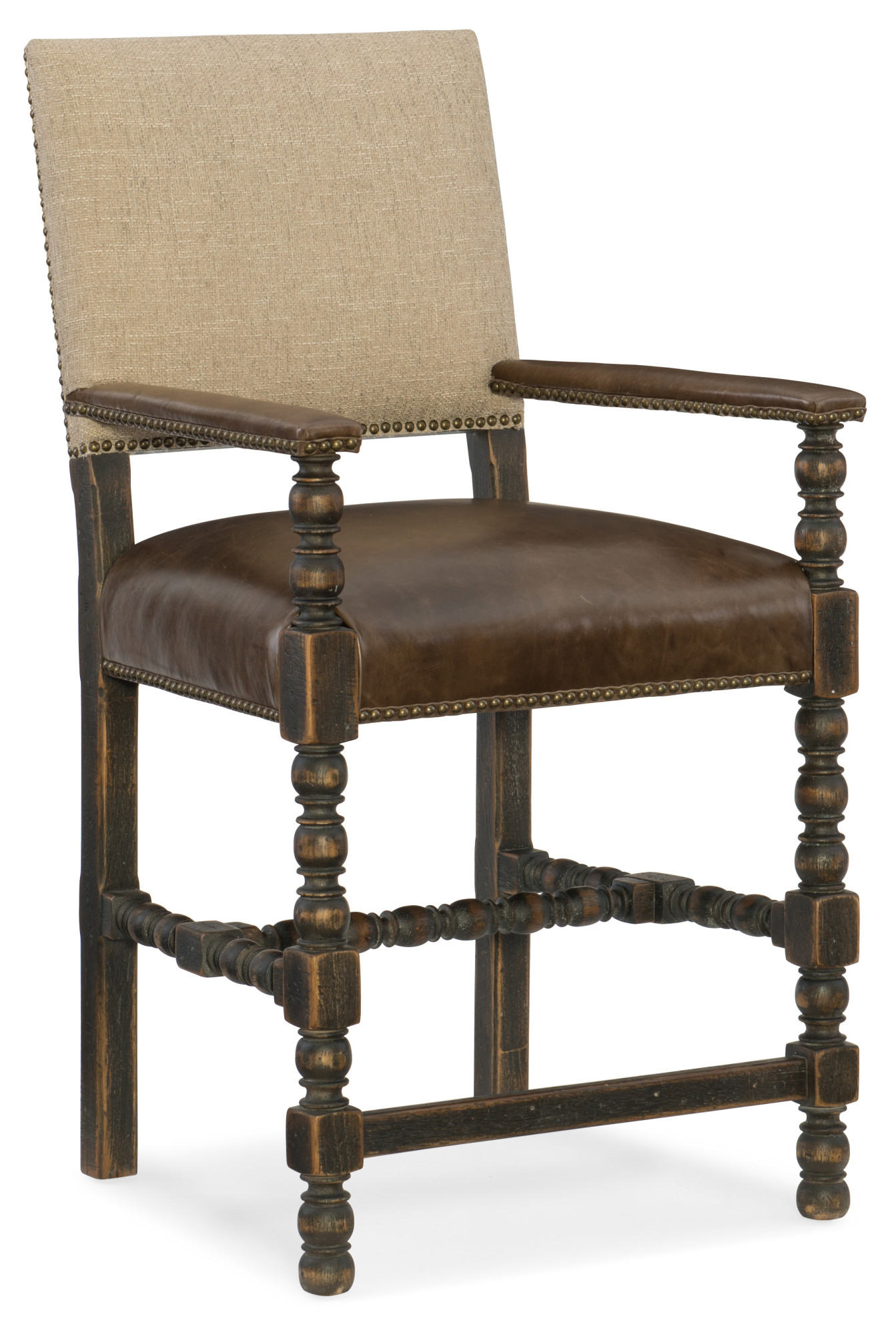 Photos - Chair Comfort Hooker Furniture 5960-25350-BLK  23-1/2" Wide Hardwood Framed Fabric and Leather Bar Stool from the Hill Country Coll 