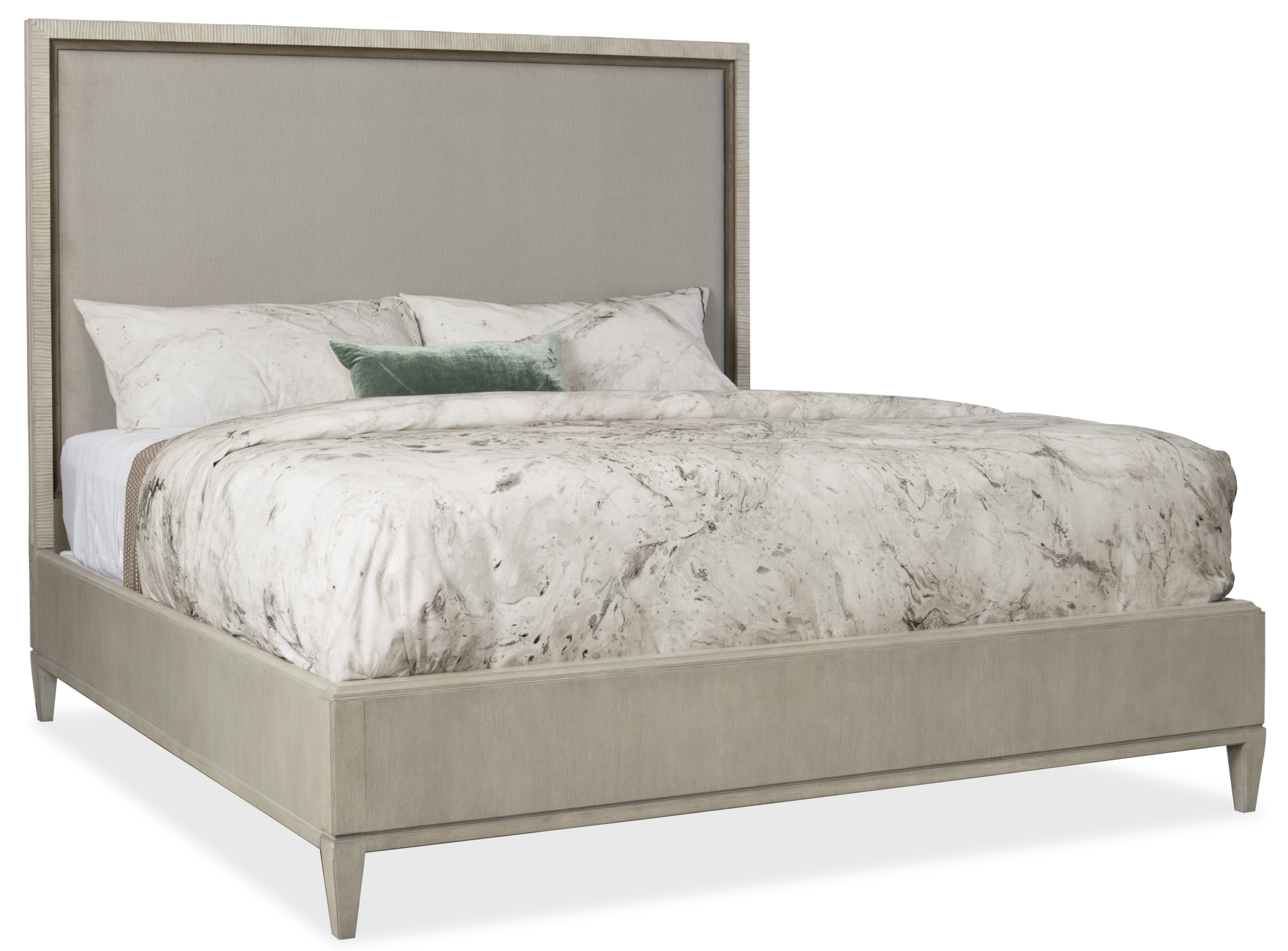 Photos - Bed Frame Elixir Hooker Furniture 5990-90866-MULTI  King Walnut Upholstered Panel  Serene Gray Beige Indoor Furniture Beds Pan 
