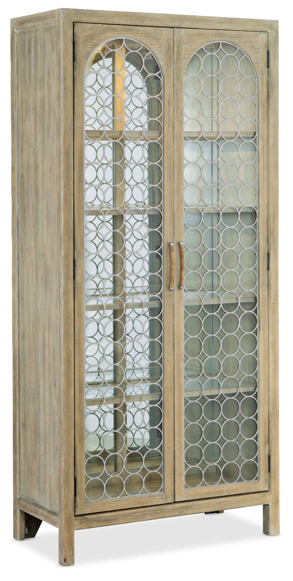 Hooker Furniture 6015-75906-80 Surfrider 40" Wide Coastal Casual Resort Inspired Display Cabinet Hutch Driftwood Indoor Furniture Storage Display