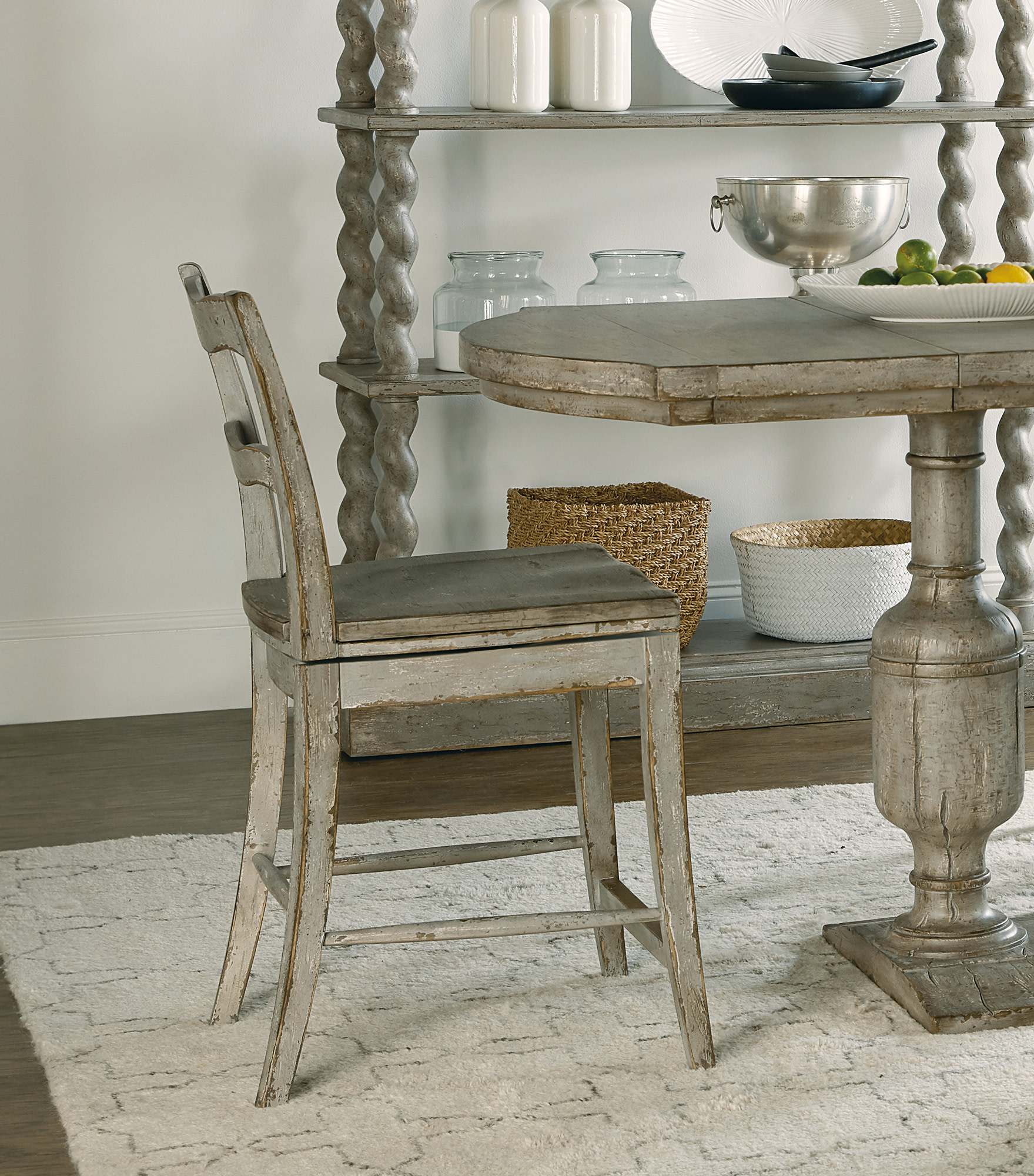 Photos - Chair Riva Hooker Furniture 6025-75350-90 La  21" Wide Old World Rustic Ladder Back Armless Counter Stool with Comfort Planed Seat 