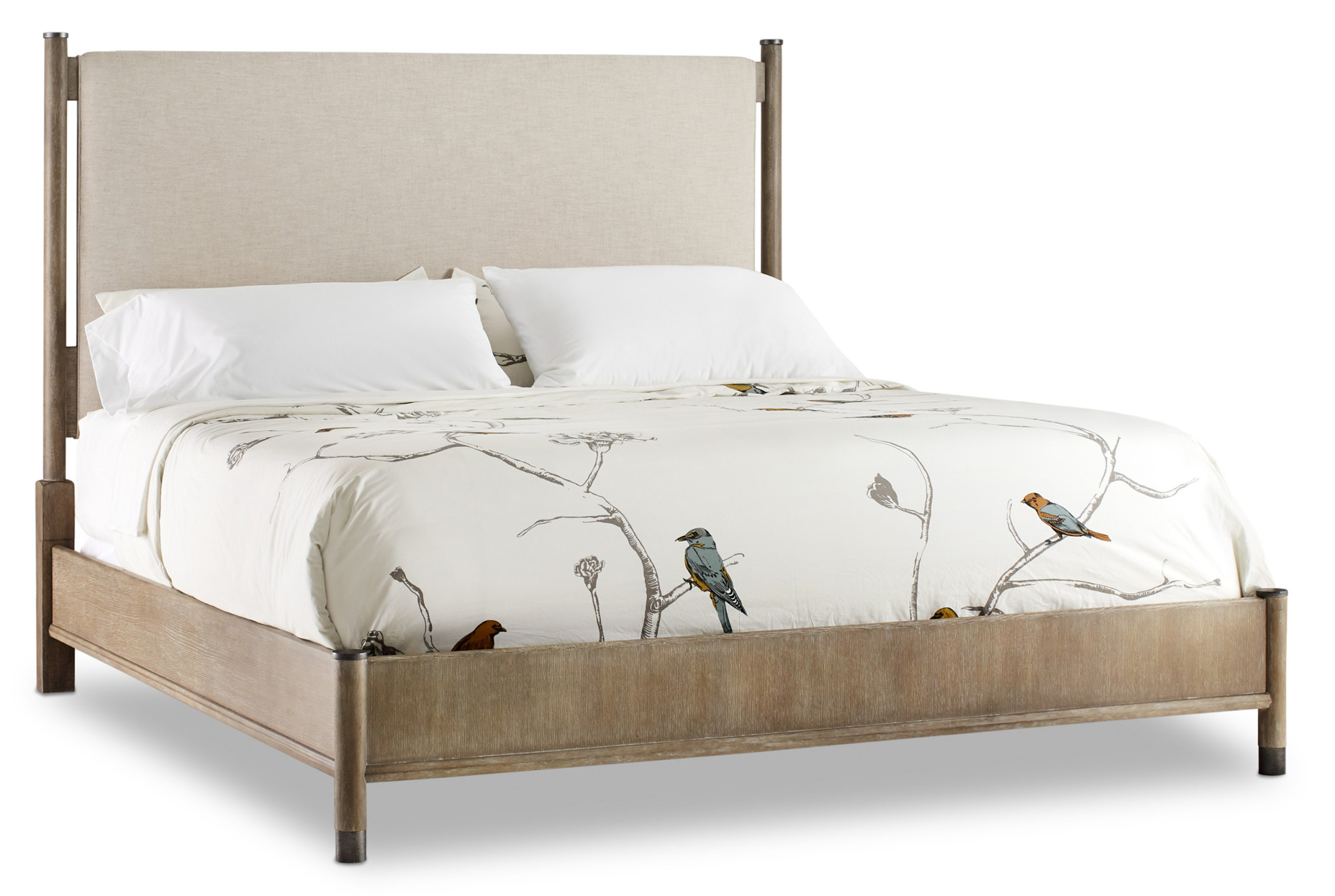 Photos - Bed Frame California Hooker Furniture 6050-90960  King Rubberwood Upholstered Panel  from the Affinity Collection Beige / Grei 