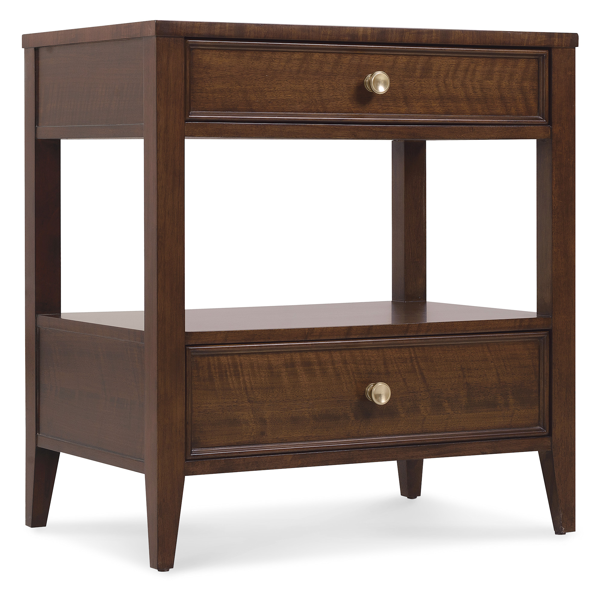 Hooker Furniture 6123-90115 Archives 28" Wide Veneer Nightstand Classic Walnut / Satin Brass Indoor Furniture Storage Nightstand