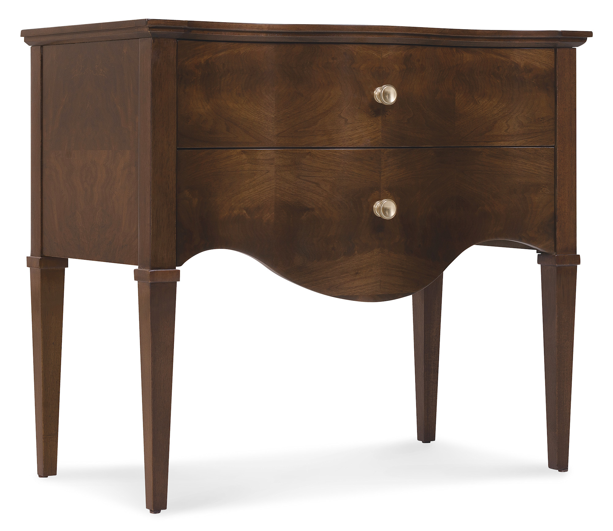 Hooker Furniture 6123-90116 Archives 34" Wide Veneer Nightstand Classic Walnut / Satin Brass Indoor Furniture Storage Nightstand