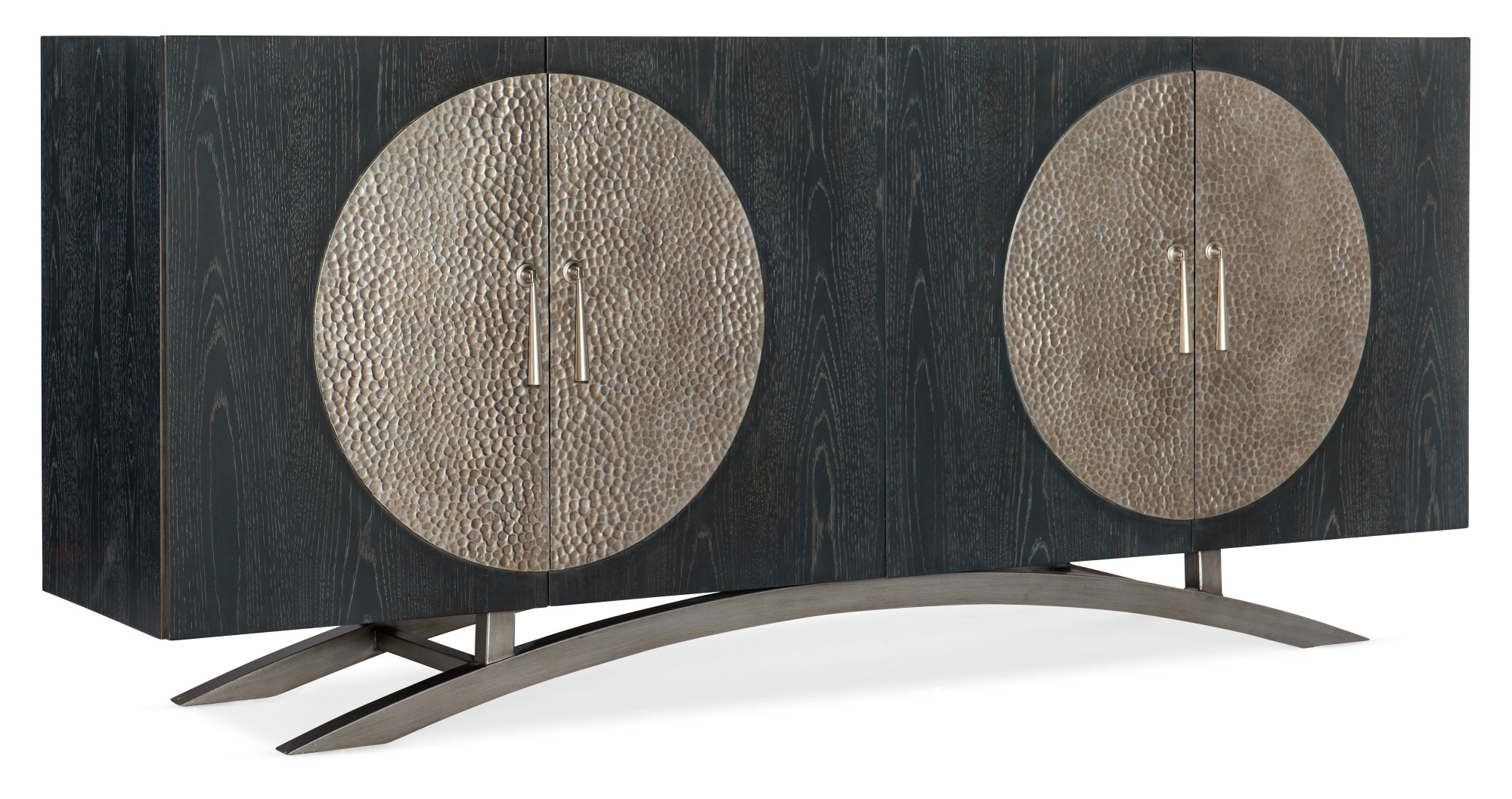 Photos - Mount/Stand Hooker Furniture 628-55034 Melange 76" Wide 4 Door Maple Veneer Resin Media Cabinet Black Indoor Furniture Entertainment Med