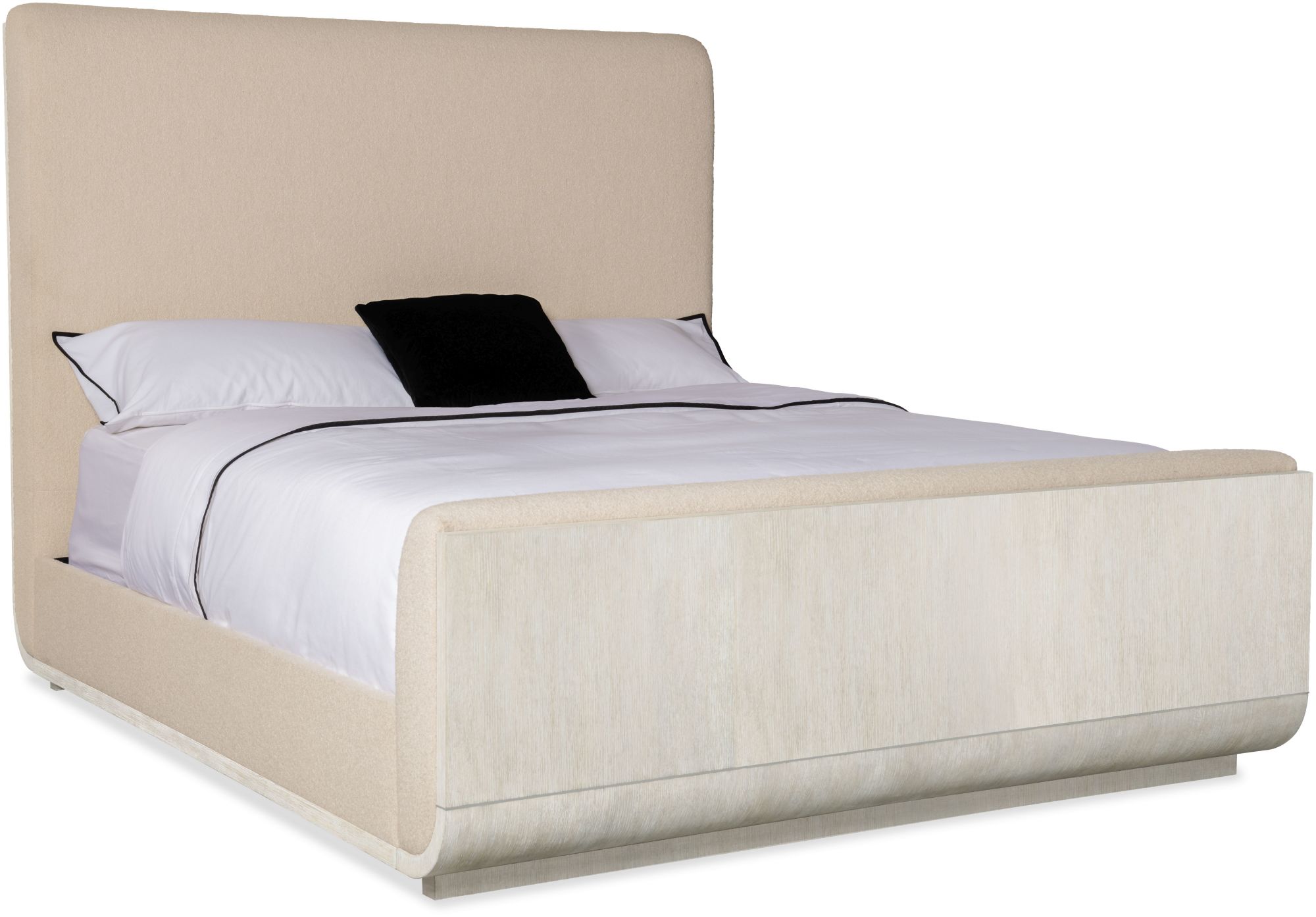 Hooker Furniture 6850-90960 Modern Mood California King Metal and Oak Panel Bed Frame with Upholstered Headboard Diamond Indoor Furniture Beds