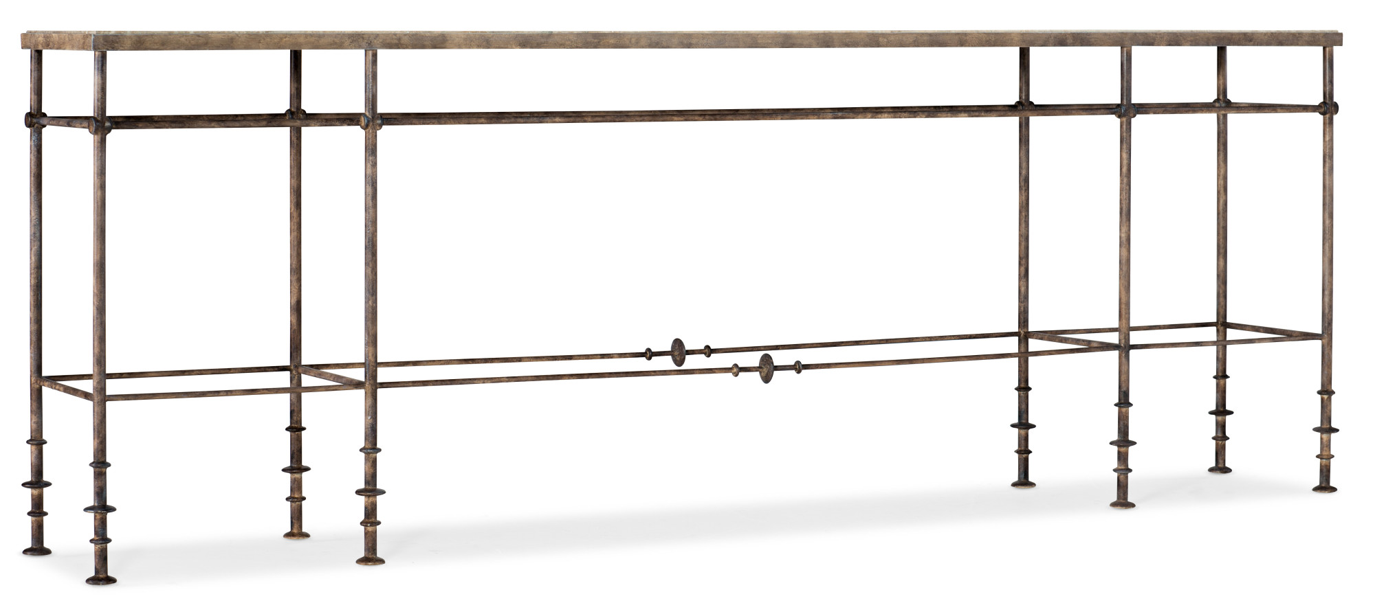 Hooker Furniture 6960-85001-00 St James 91" Wide Organic Industrial Console Table with Stone Top from La Grange Oxidized Iron Indoor Furniture Tables