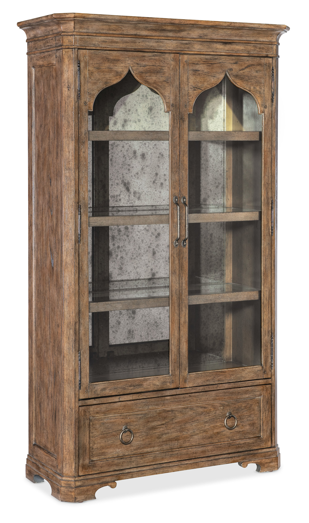Photos - Wardrobe Wide Hooker Furniture 7050-75908 Americana 48"  1 Drawer Oak Display Cabinet Honey / Antique Bronze Indoor Furniture Storage 