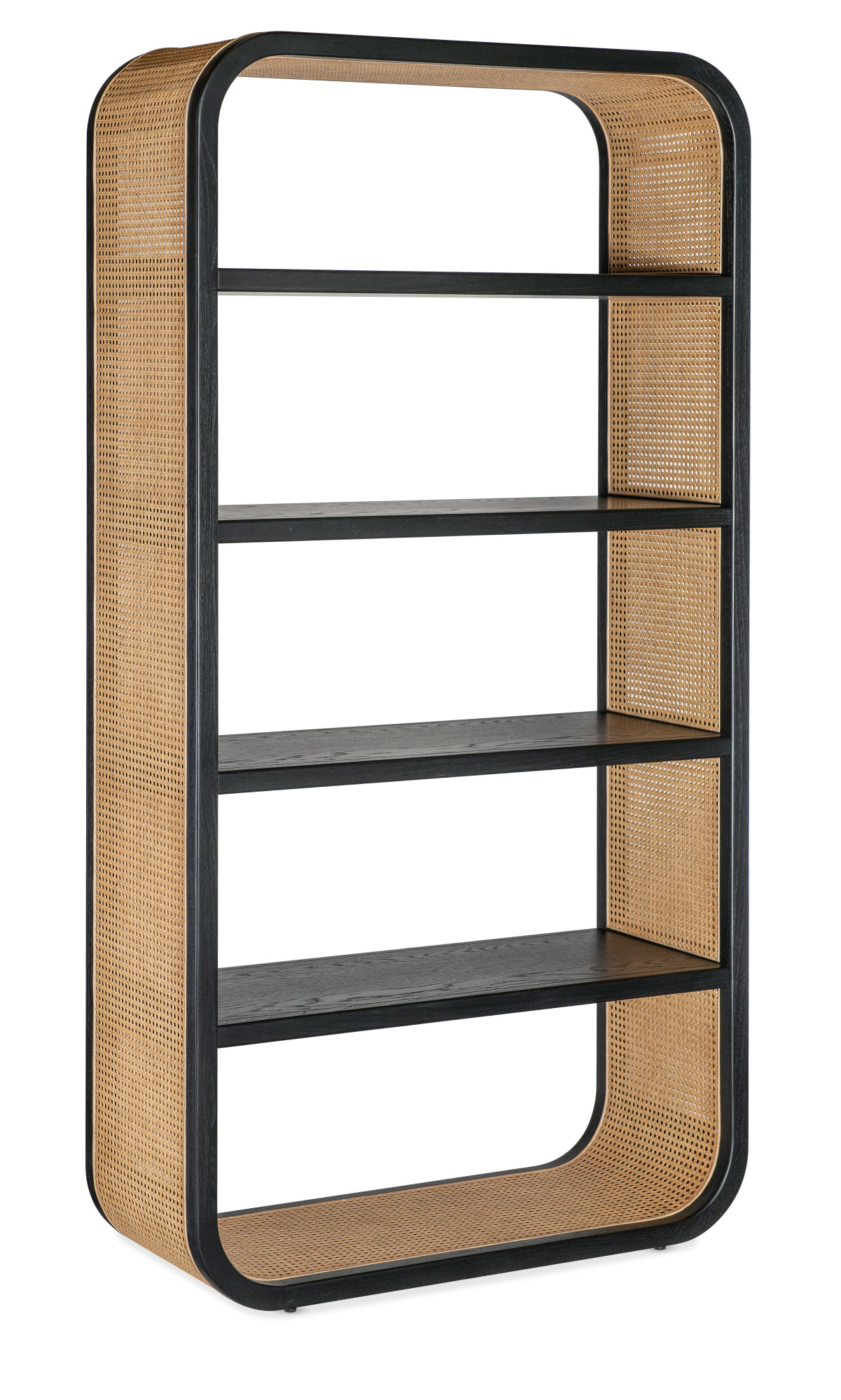 Hooker Furniture M34-50350-99 Cain 40" Wide 4 Shelf Oak Veneer Bookcase Black Storage and Organization Home Organizers Shelving Units