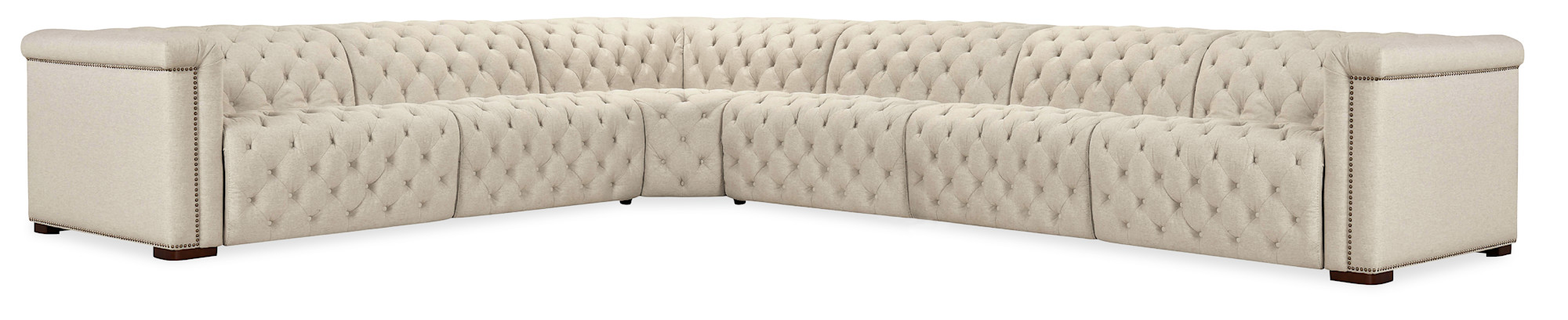 Hooker Furniture SS435-6PC3 Savion 168" Wide Fabric and Leather Sofa Dark Wood / Aries Beach Indoor Furniture Sofas Sectional