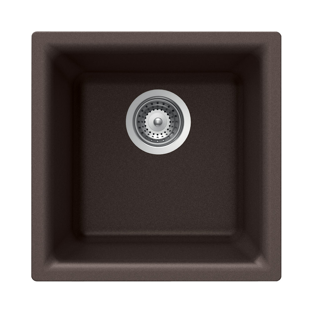 Photos - Kitchen Sink Granite Houzer E-100 Quartztone 15-3/4" Undermount Single Basin  Composite Bar Sink Mocha Sinks Bar Sinks Composite E-100 MOC 