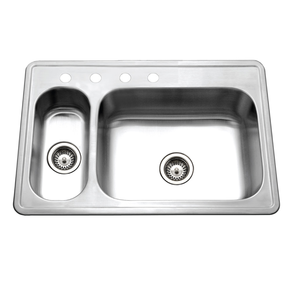 Photos - Kitchen Sink Legend Houzer LHD-3322  33" Drop In Double Basin Stainless Steel  with Basket Strainer Stainless Steel Sinks Kitc 