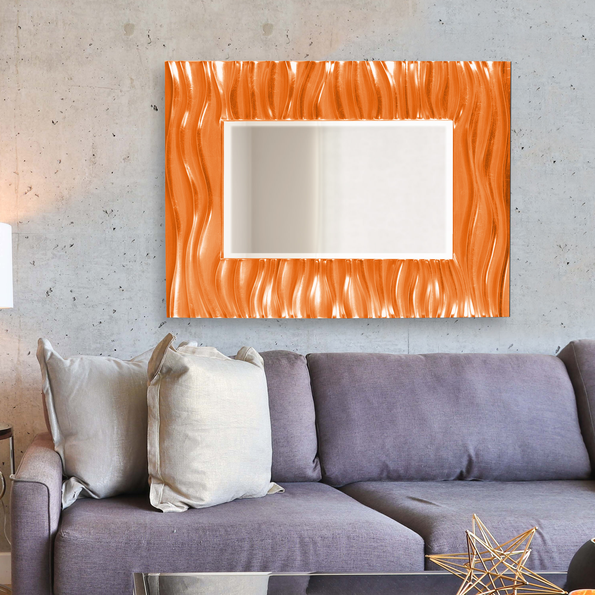 Howard Elliott 56042 Quigman 31" W x 39" H Rectangular Framed Bathroom Mirror Orange Home Decor Mirrors Accent Mirror