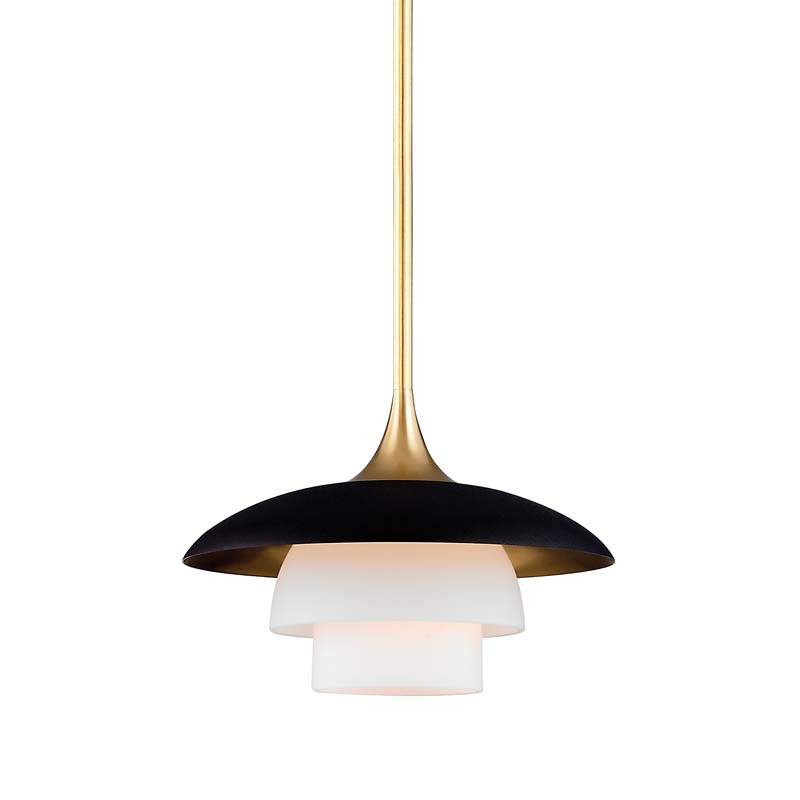 Photos - Chandelier / Lamp Wide Hudson Valley Lighting 1010 Barron Single Light 8"  Mini Pendant Aged Brass / Black Indoor Lighting Pendants 1010-AGB 