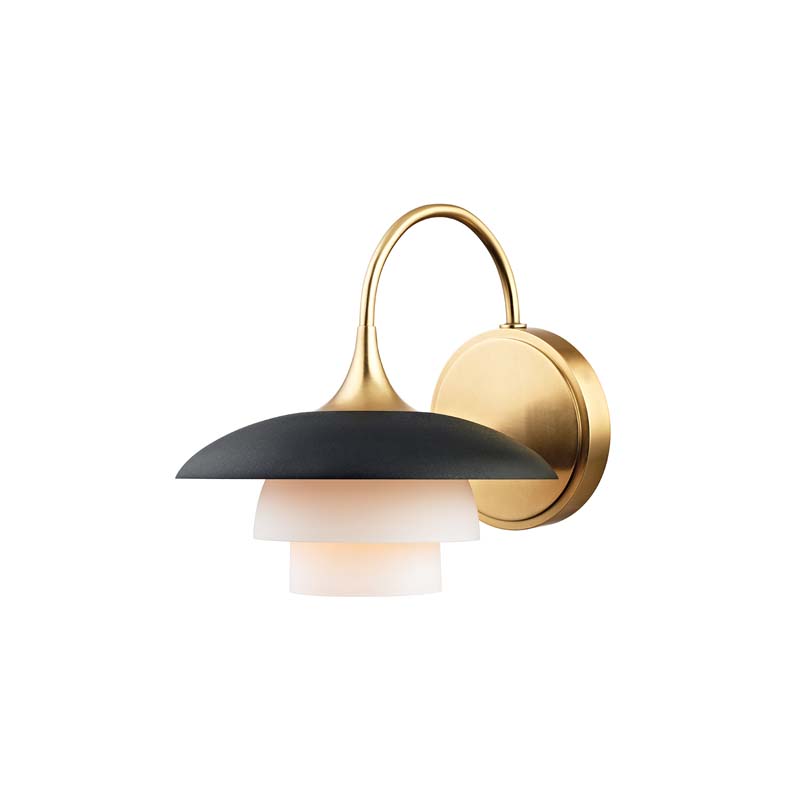 Photos - Chandelier / Lamp Hudson Valley Lighting 1011 Barron Single Light 8" Tall Wall Sconce Aged Brass / Black Indoor Lighting Wall Sconces 1011-AGB