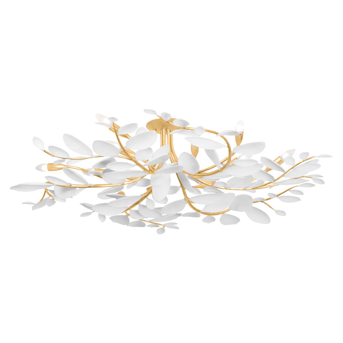 Photos - Chandelier / Lamp Wide Hudson Valley Lighting 2248 Marabec 12 Light 48"  Semi-flush Ceiling Fixture Vintage Gold Leaf / White Plaster Indoor Li 