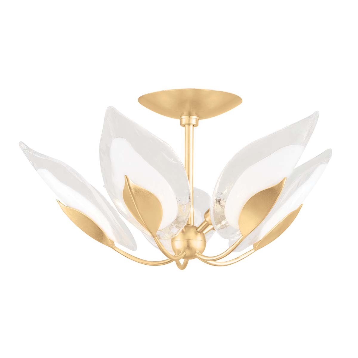 Photos - Chandelier / Lamp Blossom Hudson Valley Lighting 4805  5 Light 24" Wide Semi-Flush Bowl Ceiling Fixture Gold Leaf Indoor Lighting Ceiling Fixtu 