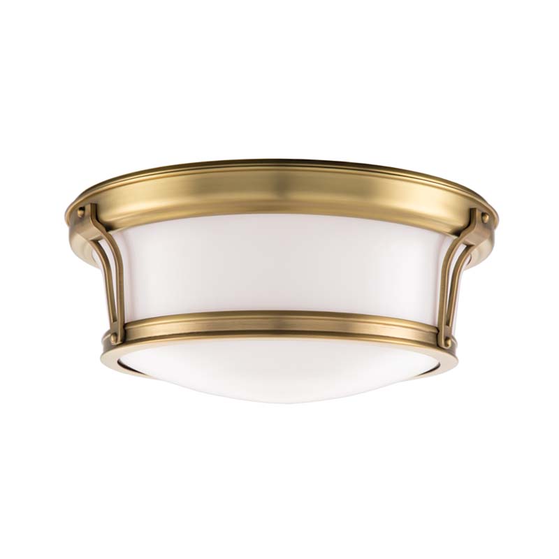 Photos - Chandelier / Lamp Newport Hudson Valley Lighting 6513  2 Light 13" Wide Flush Mount Ceiling Fixture Aged Brass Indoor Lighting Ceiling Fixtures 