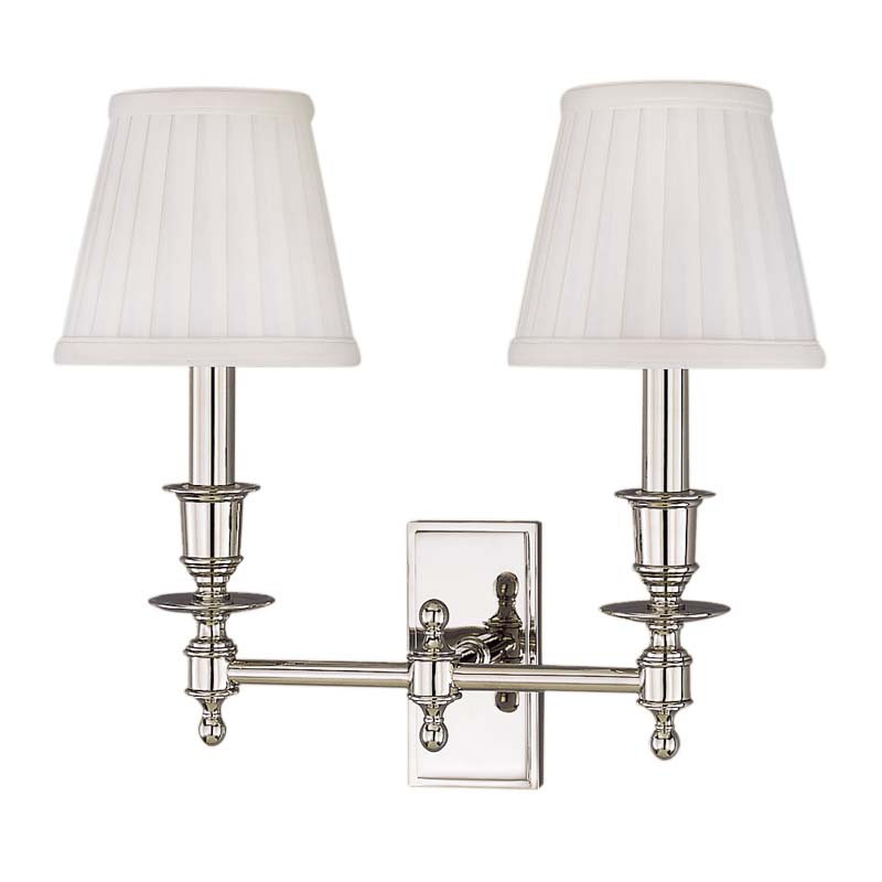 Photos - Chandelier / Lamp NICKEL Hudson Valley Lighting 6802 Ludlow 2 Light 13" Tall Wall Sconce Polished  Indoor Lighting Wall Sconces Up Lighting 680 