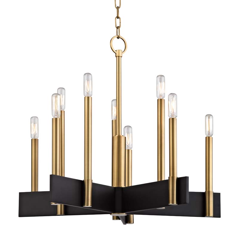 Photos - Chandelier / Lamp Abrams Hudson Valley Lighting 8825  10 Light 25" Wide Taper Candle Chandelier Aged Brass Indoor Lighting Chandeliers 8825-AGB 