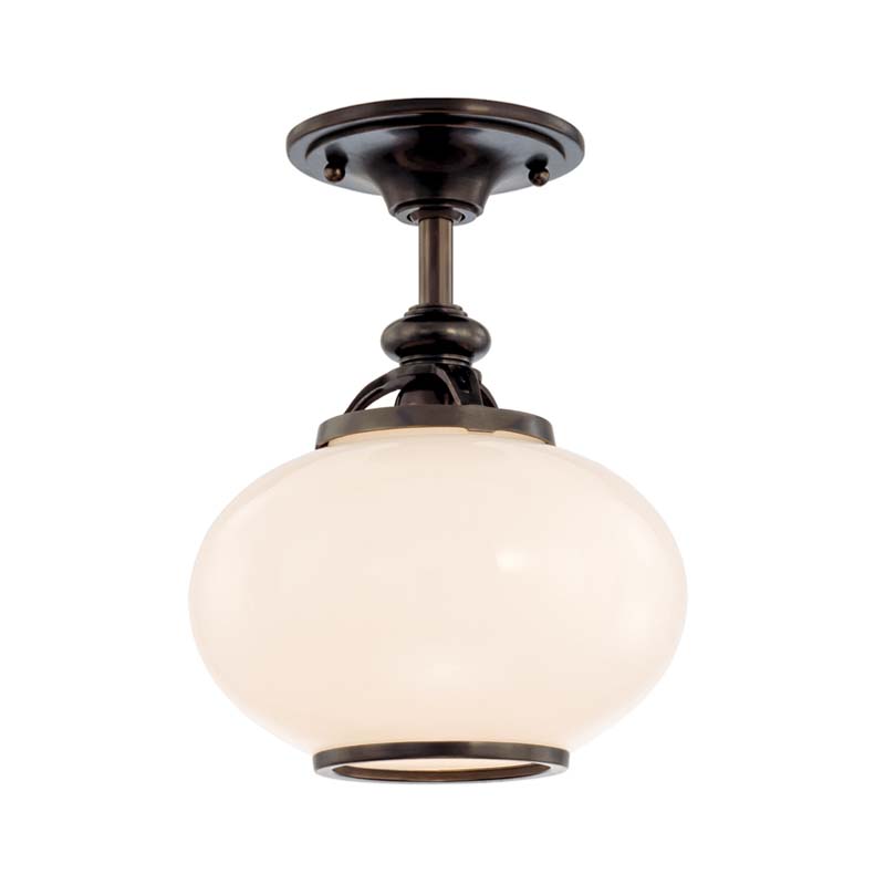 Photos - Chandelier / Lamp Canton Hudson Valley Lighting 9809F Single Light 9" Wide Semi-Flush Ceiling Fixture Old Bronze Indoor Lighting Ceiling Fixtu