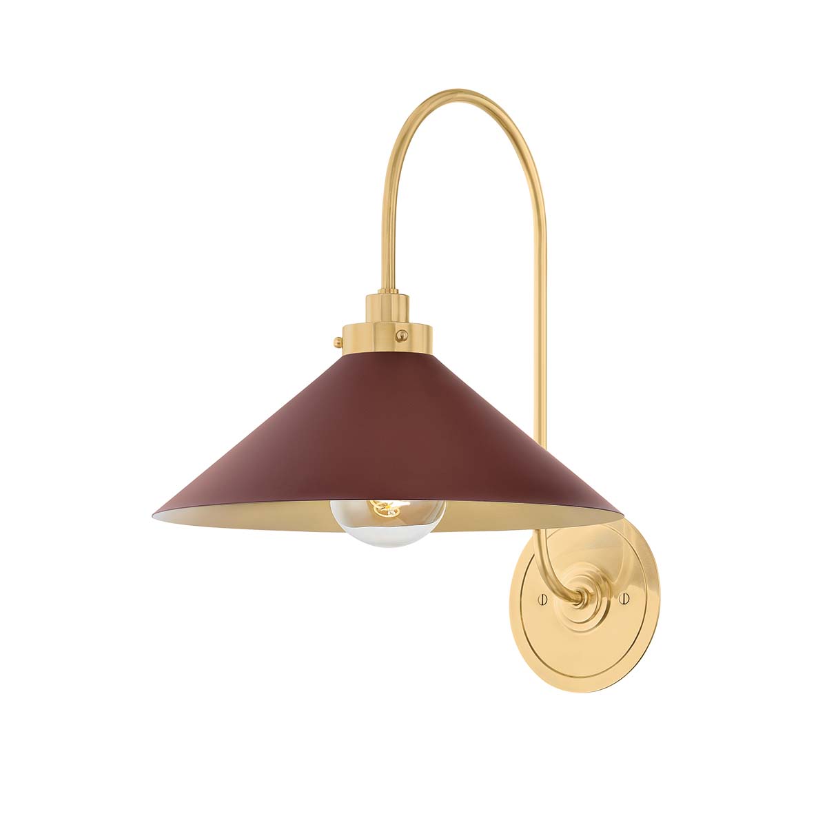 Photos - Chandelier / Lamp Hudson Valley Lighting MDS1400 Clivedon 16" Tall Wall Sconce Aged Brass / Soft Crimson Indoor Lighting Wall Sconces MDS1400