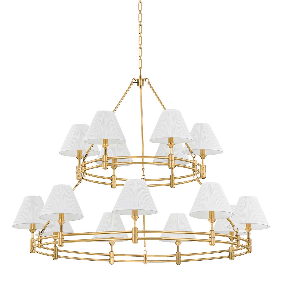 Photos - Chandelier / Lamp Wide Hudson Valley Lighting MDS1802 Howard 15 Light 50"  Chandelier with Silk Shades Aged Brass Indoor Lighting Chandeliers M 
