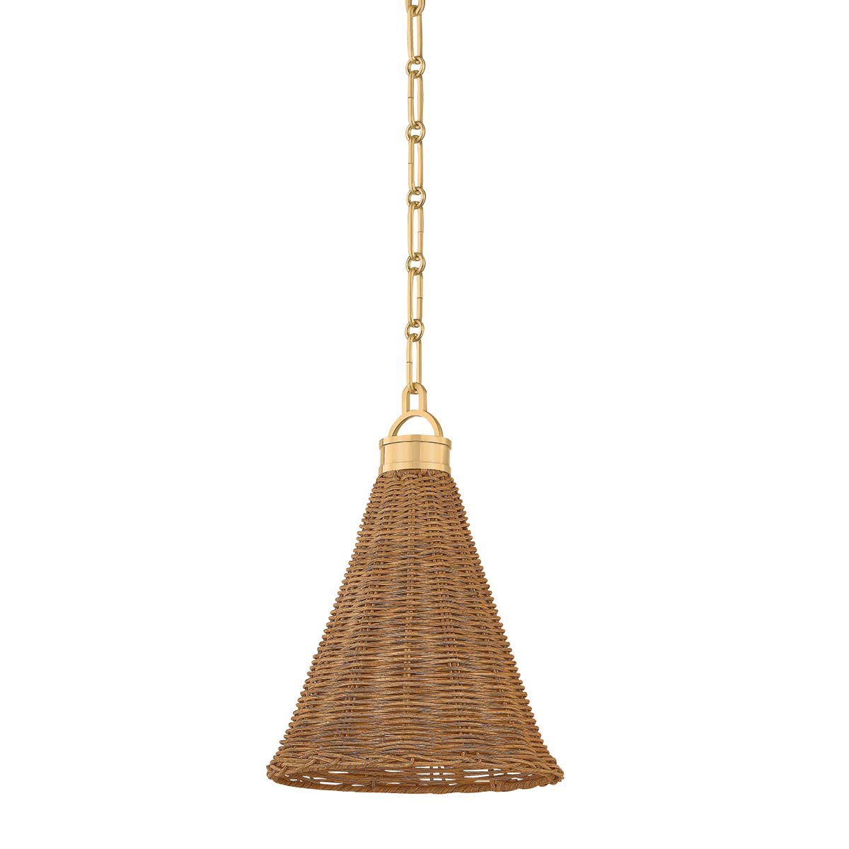 Photos - Chandelier / Lamp Hudson Valley Lighting MDS2101 Kensington 10" Wide Mini Pendant with Walnut Rattan Shade Aged Brass Indoor Lighting Pendants