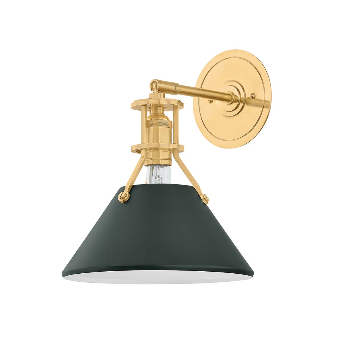 Photos - Chandelier / Lamp STUDIO Hudson Valley Lighting MDS350 Painted No. 2 12" Tall Wall Sconce Aged Brass / Soft  Green Indoor Lighting Wall Sconces 