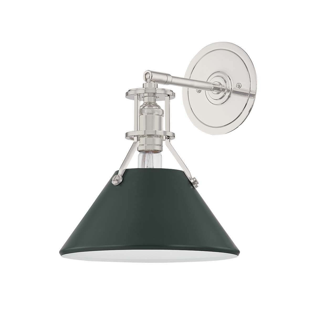 Photos - Chandelier / Lamp NICKEL Hudson Valley Lighting MDS350 Painted No. 2 12" Tall Wall Sconce Polished  / Soft Studio Green Indoor Lighting Wall Sc 