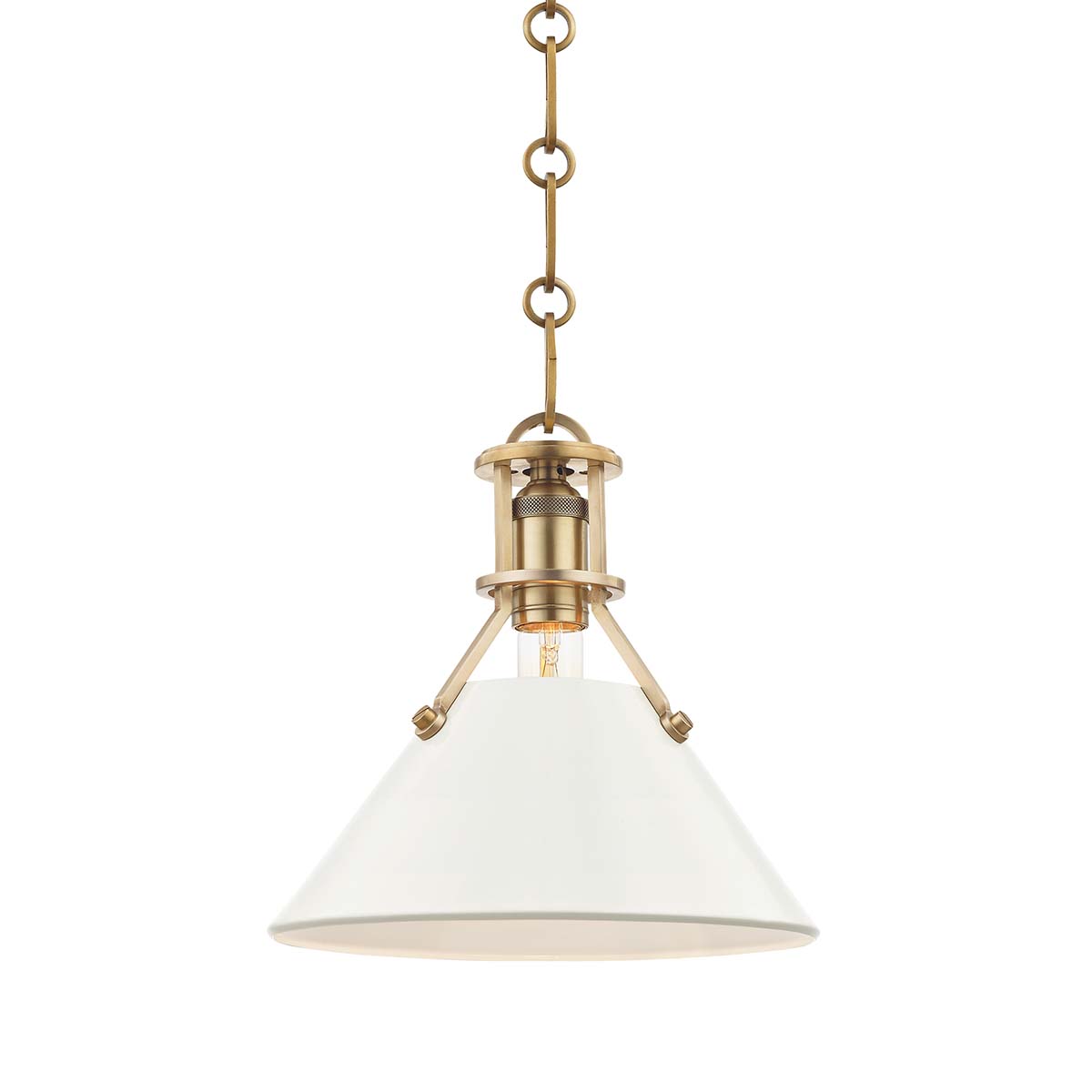 Photos - Chandelier / Lamp Wide Hudson Valley Lighting MDS351-OW Painted No.2 Single Light 10"  Mini Pendant Aged Brass Indoor Lighting Pendants MDS351 