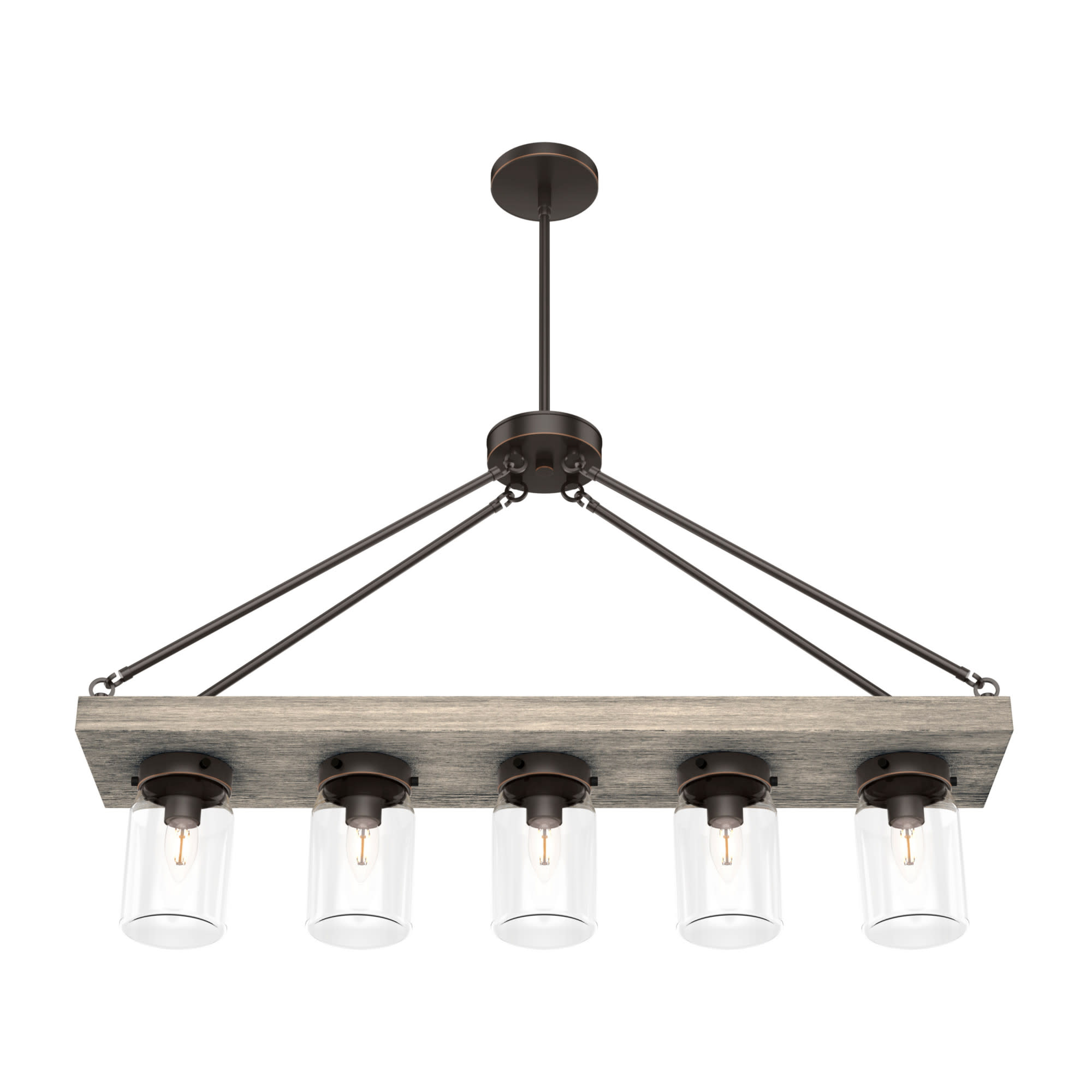 Photos - Chandelier / Lamp Hunter Devon Park 38 Chandelier Devon Park 5 Light 38" Wide Linear Chandelier Onyx Bengal Indoor Lighting Chandeliers 19006