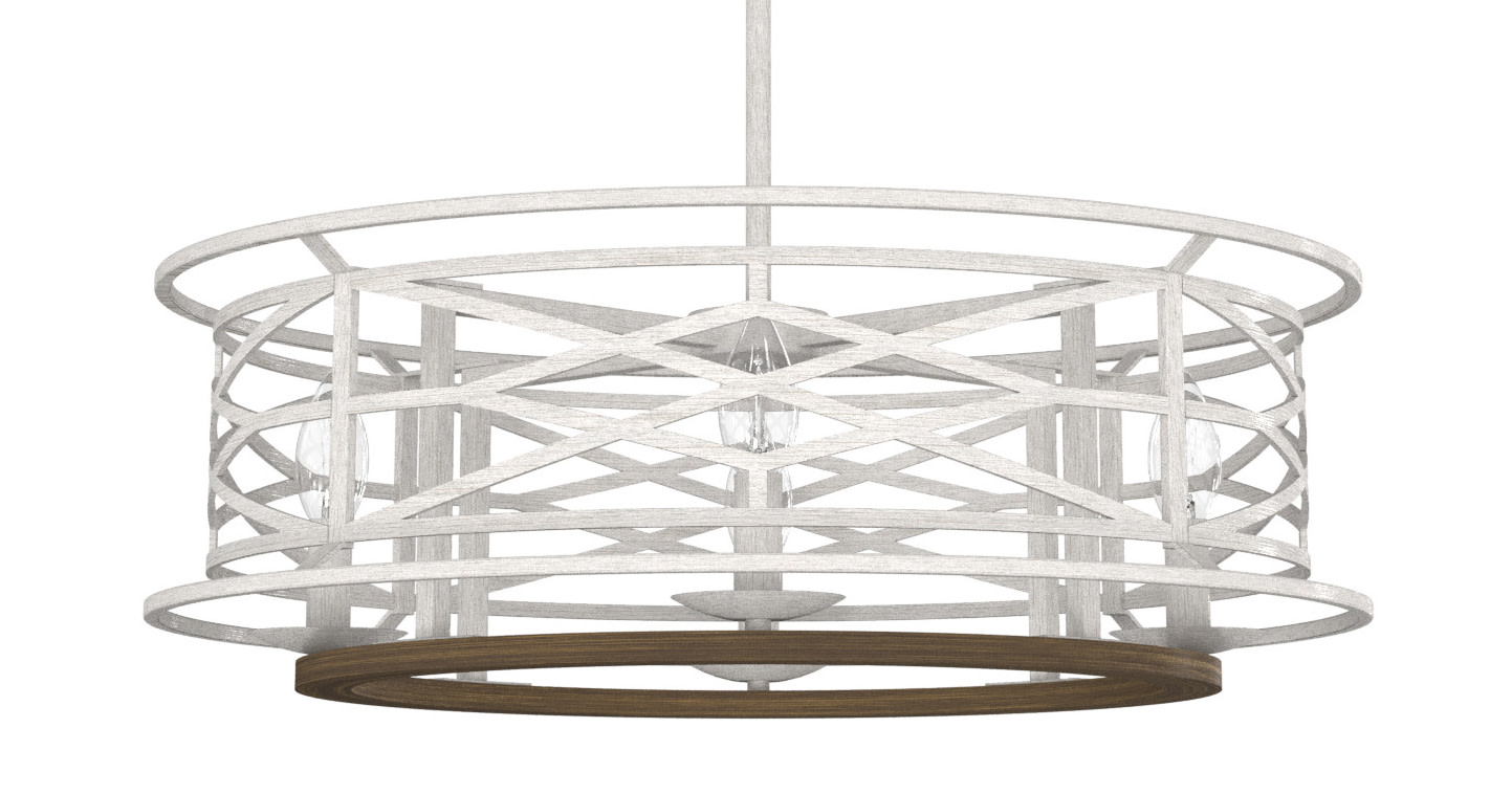 Photos - Chandelier / Lamp Hunter Langwood 24 Pendant Langwood 4 Light 24" Wide Taper Candle Pendant Distressed White Indoor Lighting Pendants 19332 