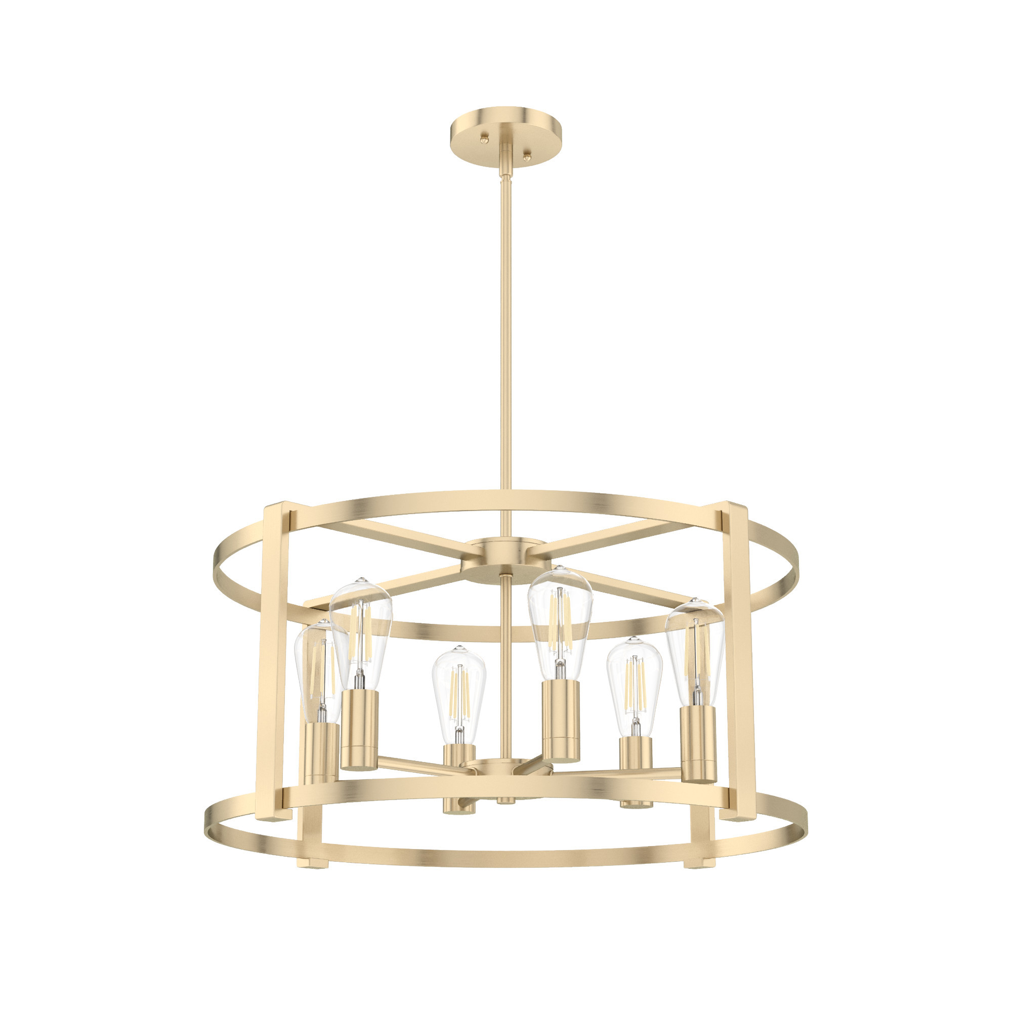 Photos - Chandelier / Lamp Hunter Astwood 26 Chandelier Astwood 6 Light 26" Wide LED Drum Chandelier Alturas Gold Indoor Lighting Chandeliers 19960 