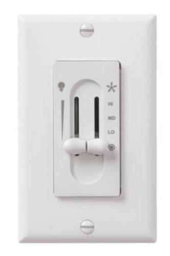Hunter 27182 Sliding Wall Control for Fan and Lights White Lighting Accessories and Parts Ceiling Fan Accessories Wall Controls