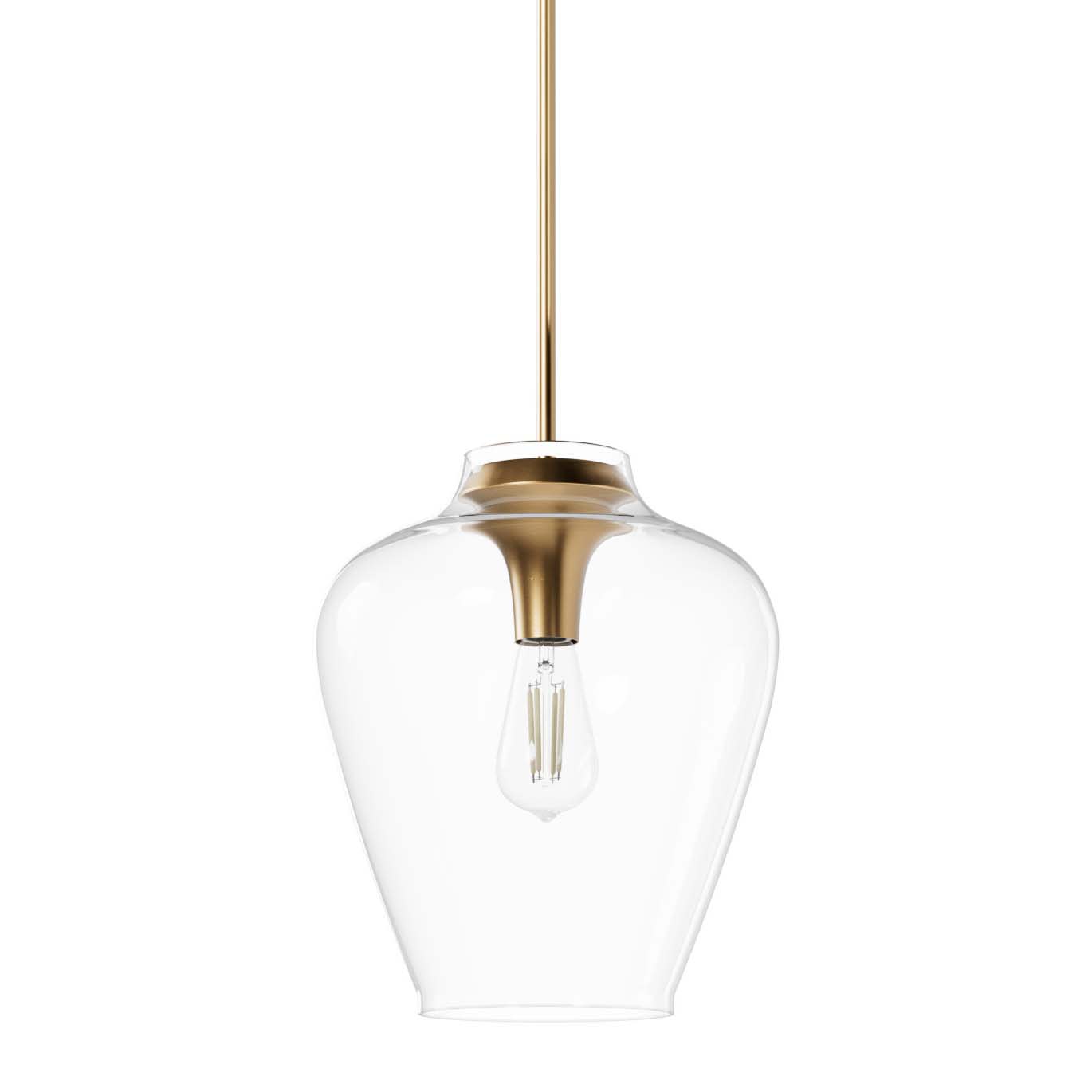 Photos - Chandelier / Lamp Hunter Vidria 12 Pendant Vidria 12" Wide Pendant Alturas Gold / Clear Indoor Lighting Pendants 45234 
