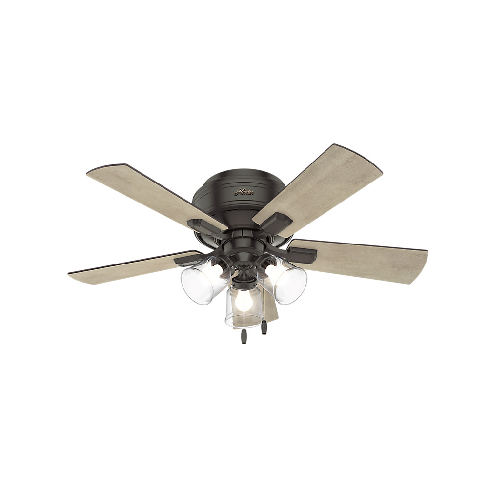 Photos - Fan Hunter Crestfield 42 LED Low Profile Crestfield 42" 5 Blade Hugger Indoor Ceiling  with Blades and LED Light Kit Noble Br 