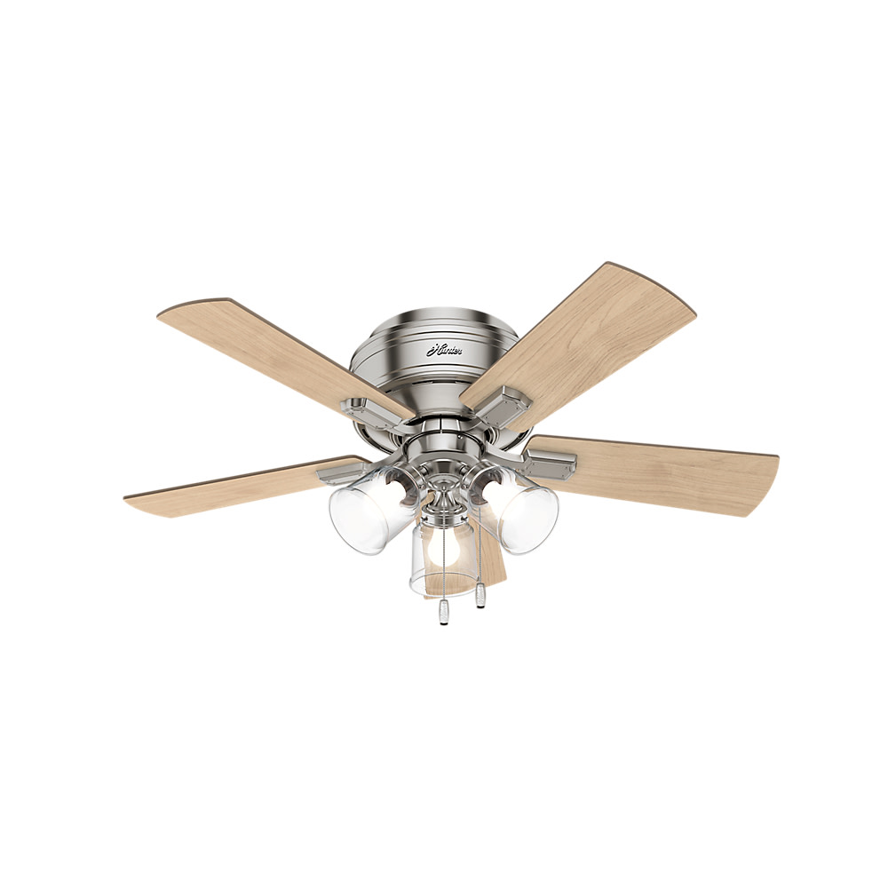 Photos - Fan Hunter Crestfield 42 LED Low Profile Crestfield 42" 5 Blade Hugger Indoor Ceiling  with Blades and LED Light Kit Brushed 
