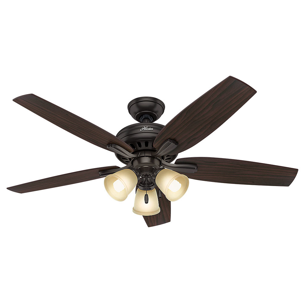 Photos - Fan Hunter Newsome 52 3 Light Newsome 52" Indoor Ceiling  - 5 Reversible Blades and LED Light Kit Included Premier Bronze  