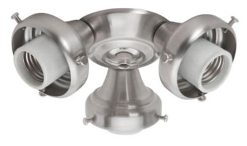 Hunter 9913 Multi Arm Fitter 3 Light Ceiling Fan Light Kit Brushed Nickel Lighting Accessories and Parts Ceiling Fan Accessories Light Kits