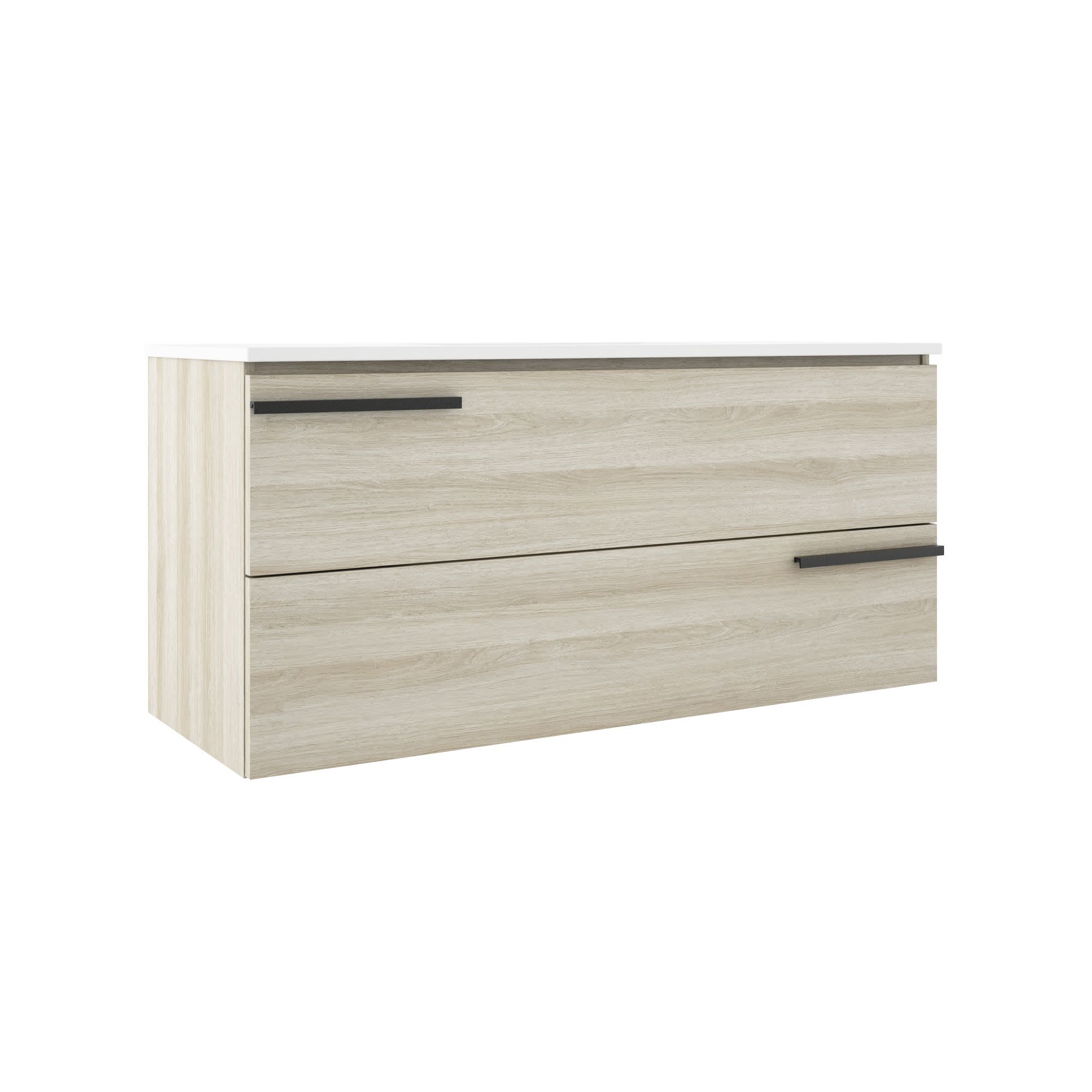 ICO Bath Accent-48-VTS-DL Accent 48" Wide Single Basin Vanity Set with Cabinet Stone Composite Vanity Sink Top and Decorative Legs White Oak