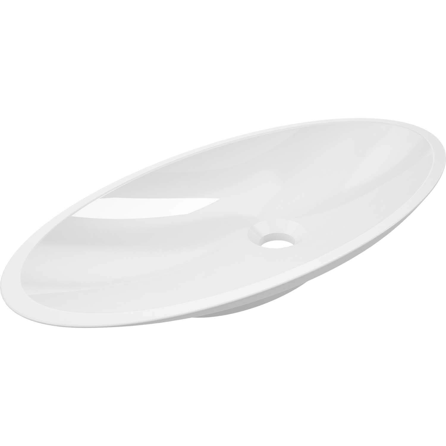 Photos - Bathroom Sink ICO Bath B9011 Calma 12-1/4" Oval Cast Marble Composite Vessel  White Sinks s Sinks Only 