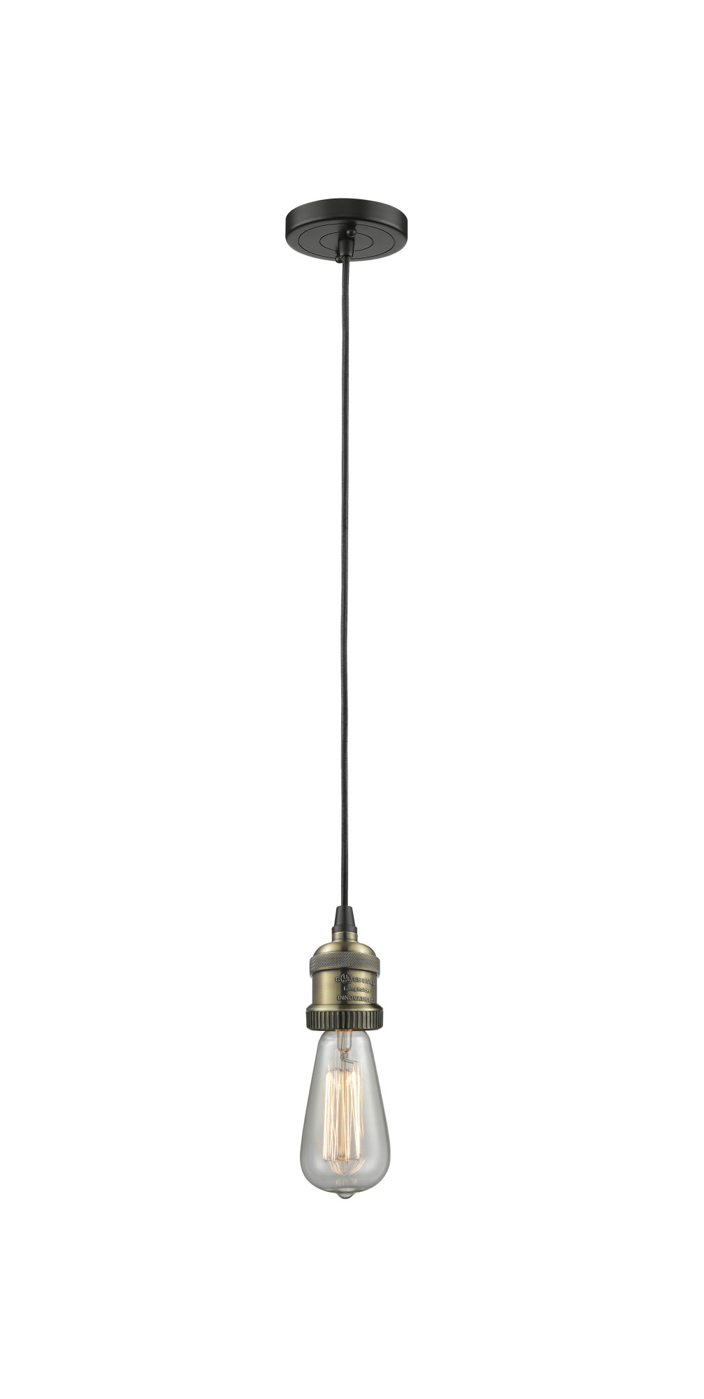 Photos - Chandelier / Lamp BARE Innovations Lighting 200C  Bulb Single Light 2" Wide Mini Pendant Black Antique Brass Indoor Lighting Pendants 200C-BAB 