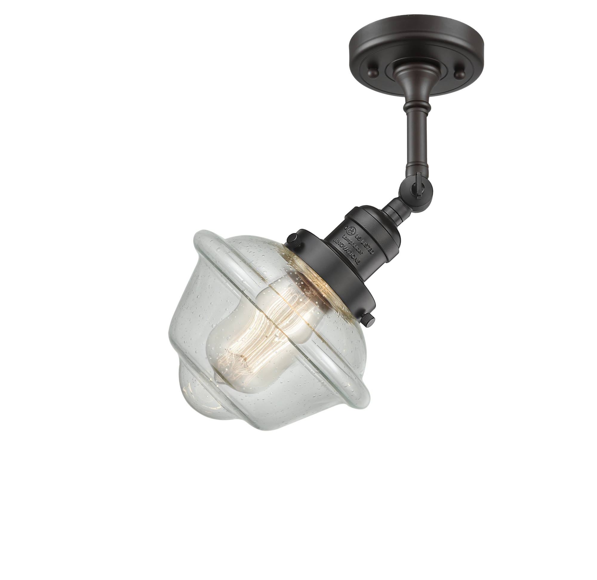 Photos - Chandelier / Lamp Oxford Innovations Lighting 201F Small  Small  Single Light 8" Wide Convertible Semi-Flush Ceiling Fixture Oil Rubbed B 