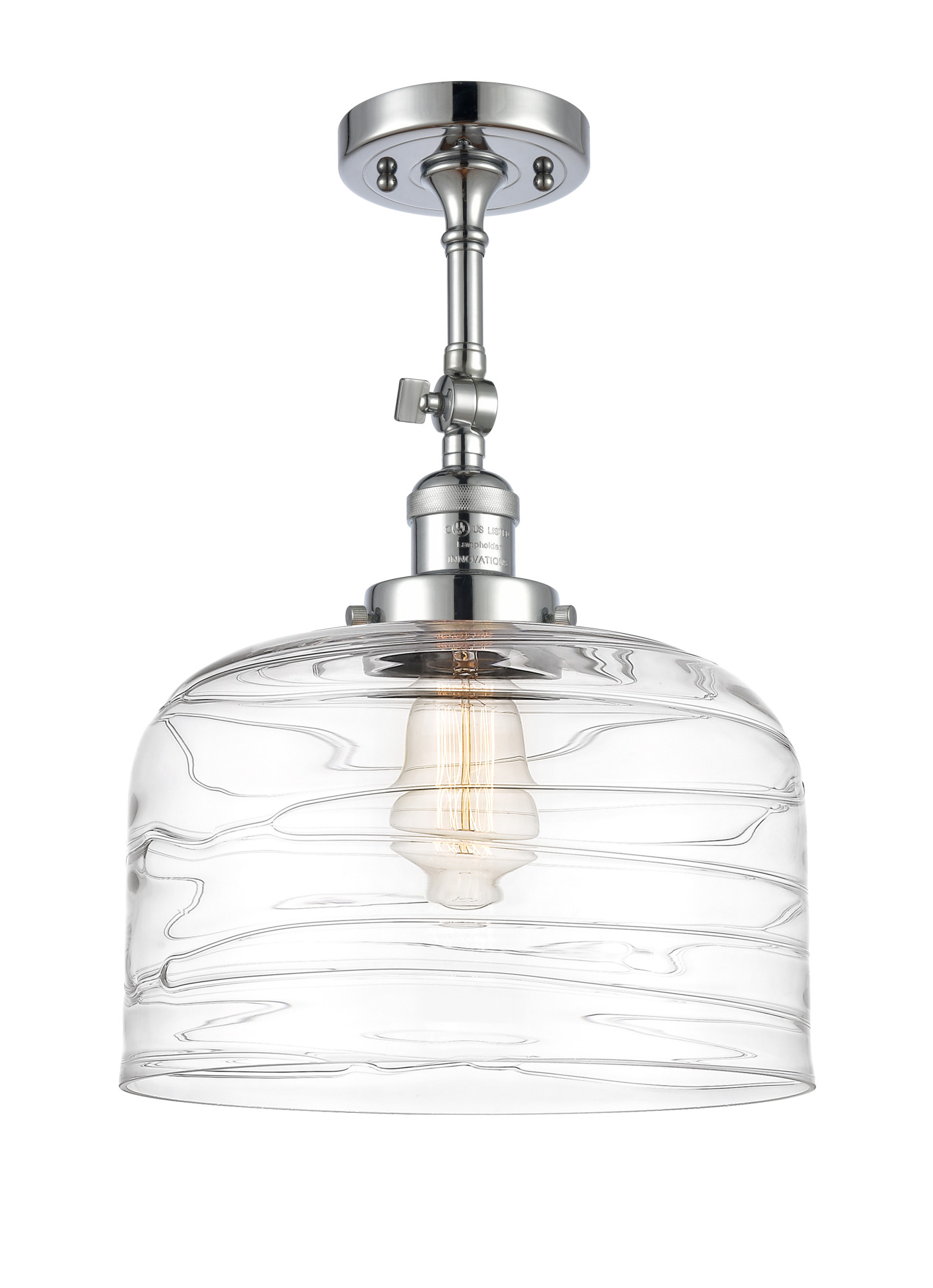 Photos - Chandelier / Lamp Wide Innovations Lighting 201F-16-12-L Bell Semi-Flush Bell 12"  Semi-Flush Ceiling Fixture Polished Chrome / Clear Deco Swir 