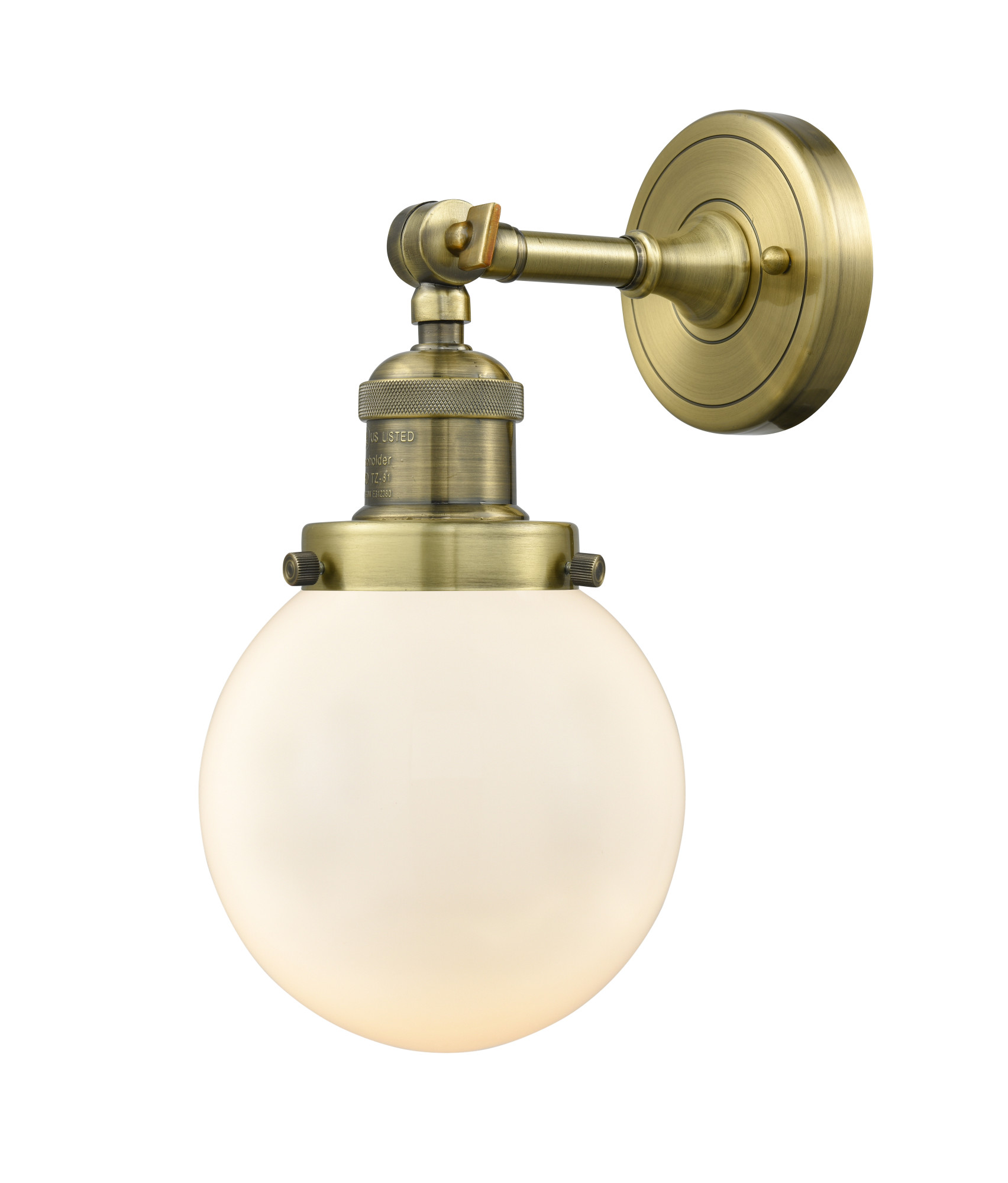 Photos - Chandelier / Lamp Innovations Lighting 203-6 Beacon Beacon 12" Tall Bathroom Sconce Antique Brass / Matte White Indoor Lighting Bathroom Fixtu