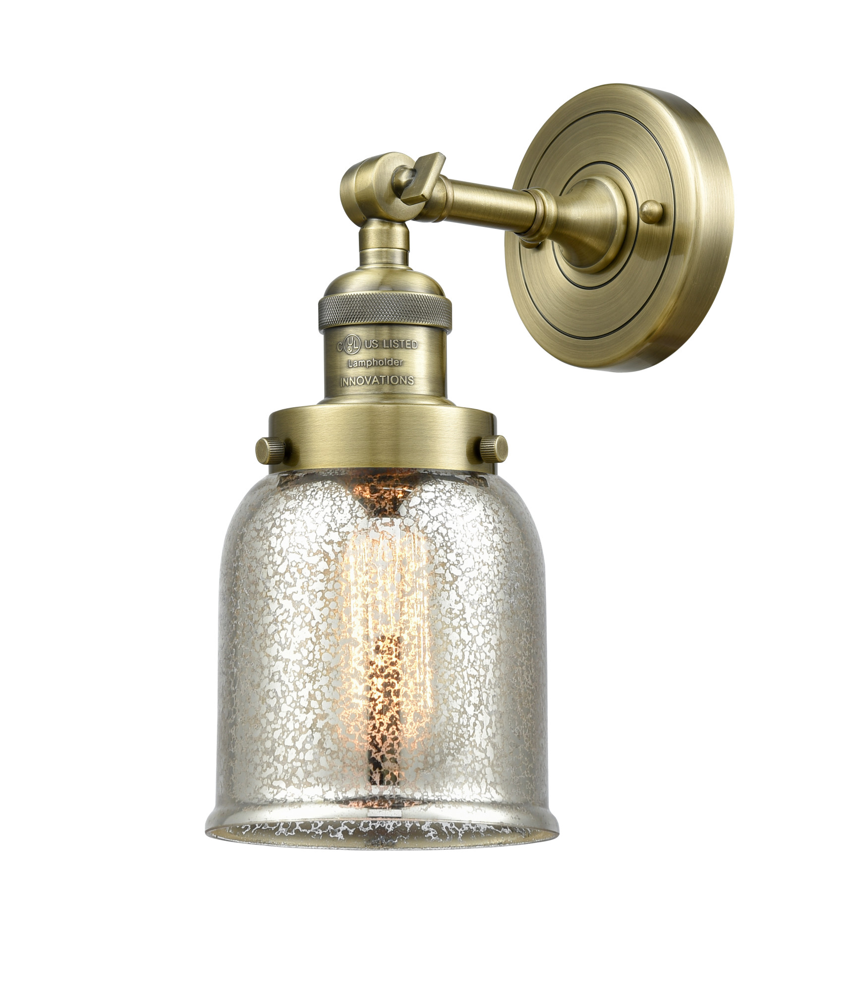 Photos - Chandelier / Lamp Mercury Innovations Lighting 203 Small Bell Small Bell Single Light 10" Tall Bathroom Sconce with Multiple Shade Options Antique Bra 