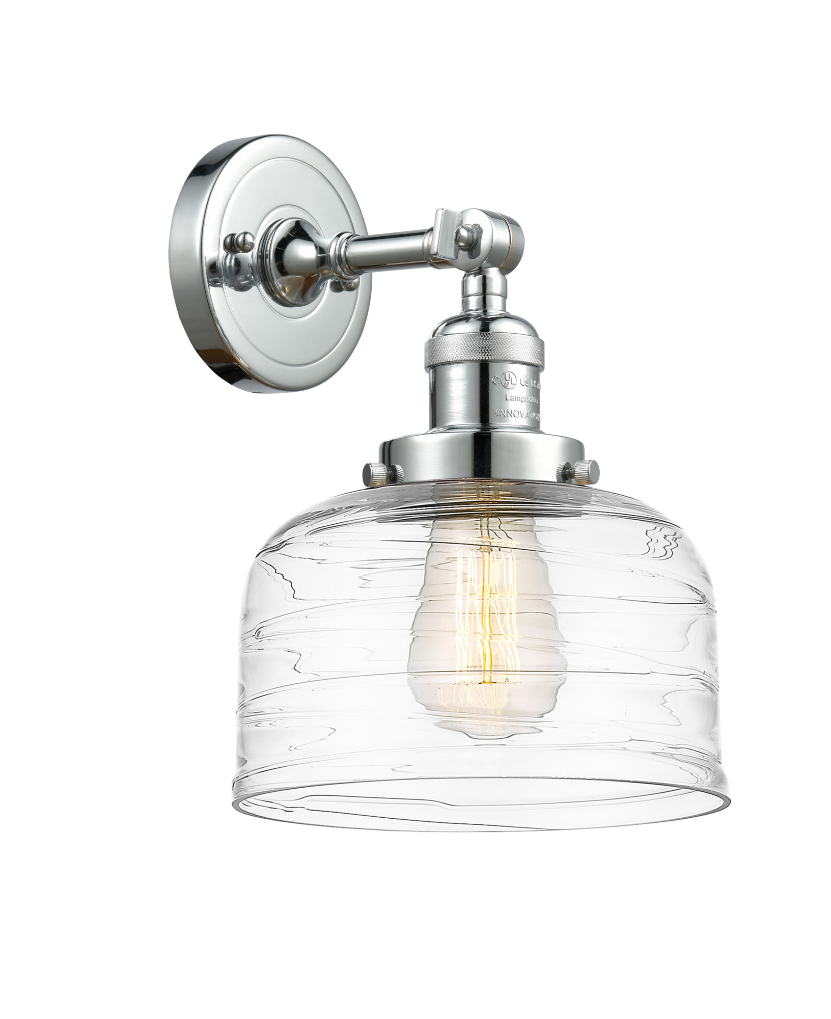 Photos - Chandelier / Lamp Clear Innovations Lighting 203-12-8 Bell Sconce Bell 12" Tall Wall Sconce Polished Chrome /  Deco Swirl Indoor Lighting Wall 