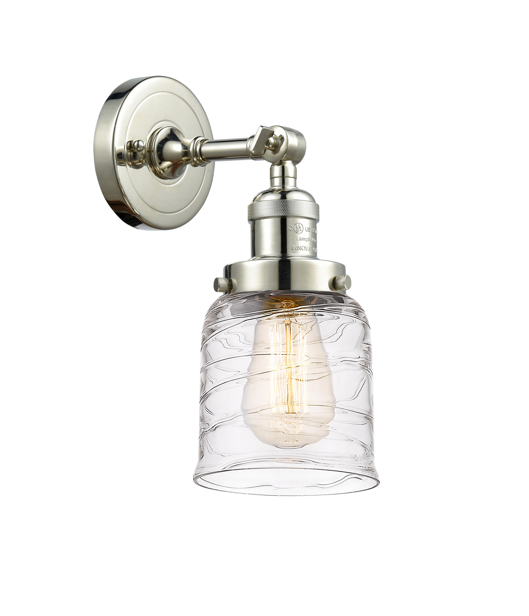 Photos - Chandelier / Lamp NICKEL Innovations Lighting 203-10-5 Bell Sconce Bell 10" Tall Wall Sconce Polished  / Deco Swirl Indoor Lighting Wall Sconce 