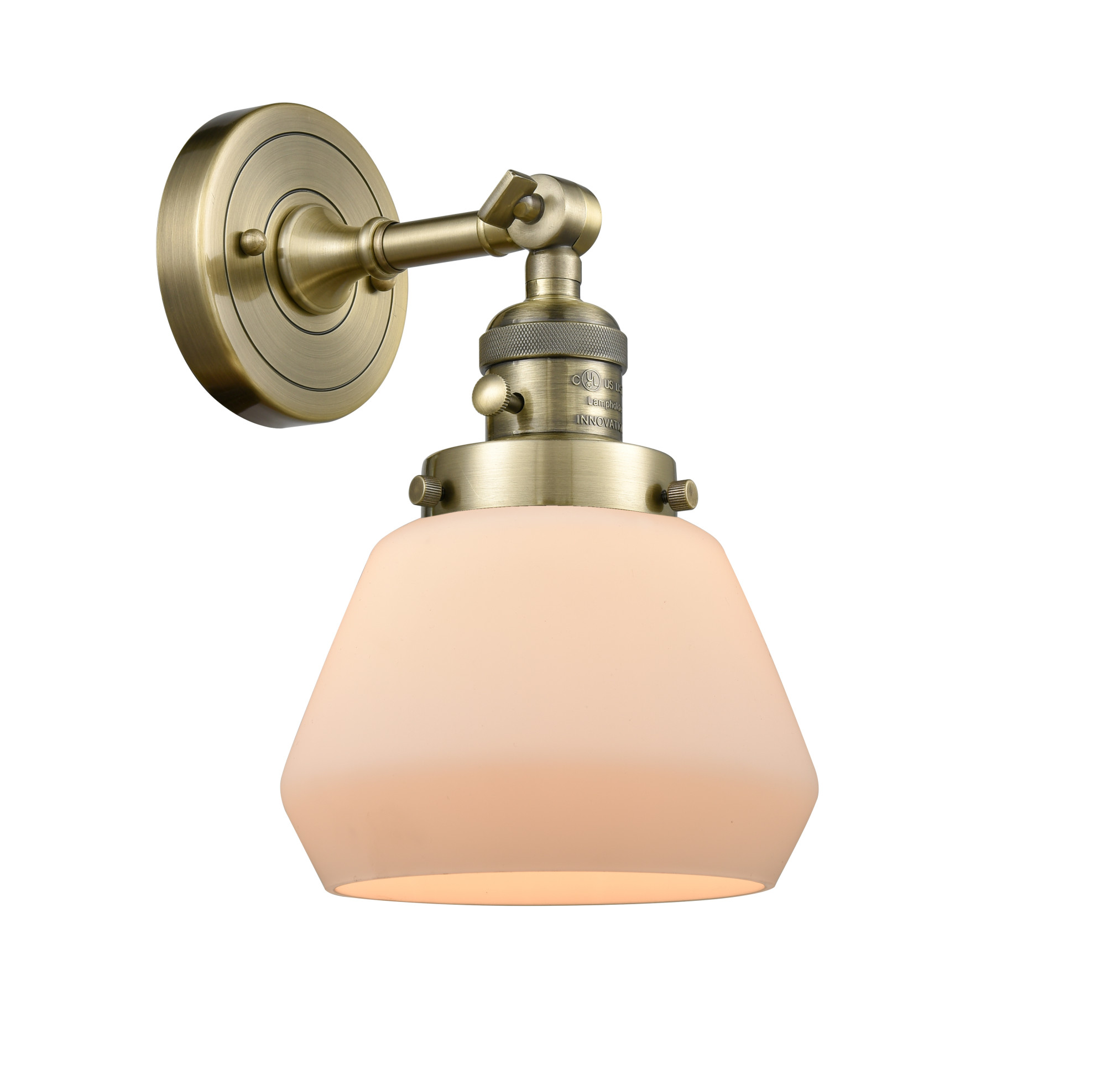 Photos - Chandelier / Lamp Fulton Innovations Lighting 203SW   Single Light 11" Tall Bathroom Sconce with Multiple Shade Options Antique Brass / M 